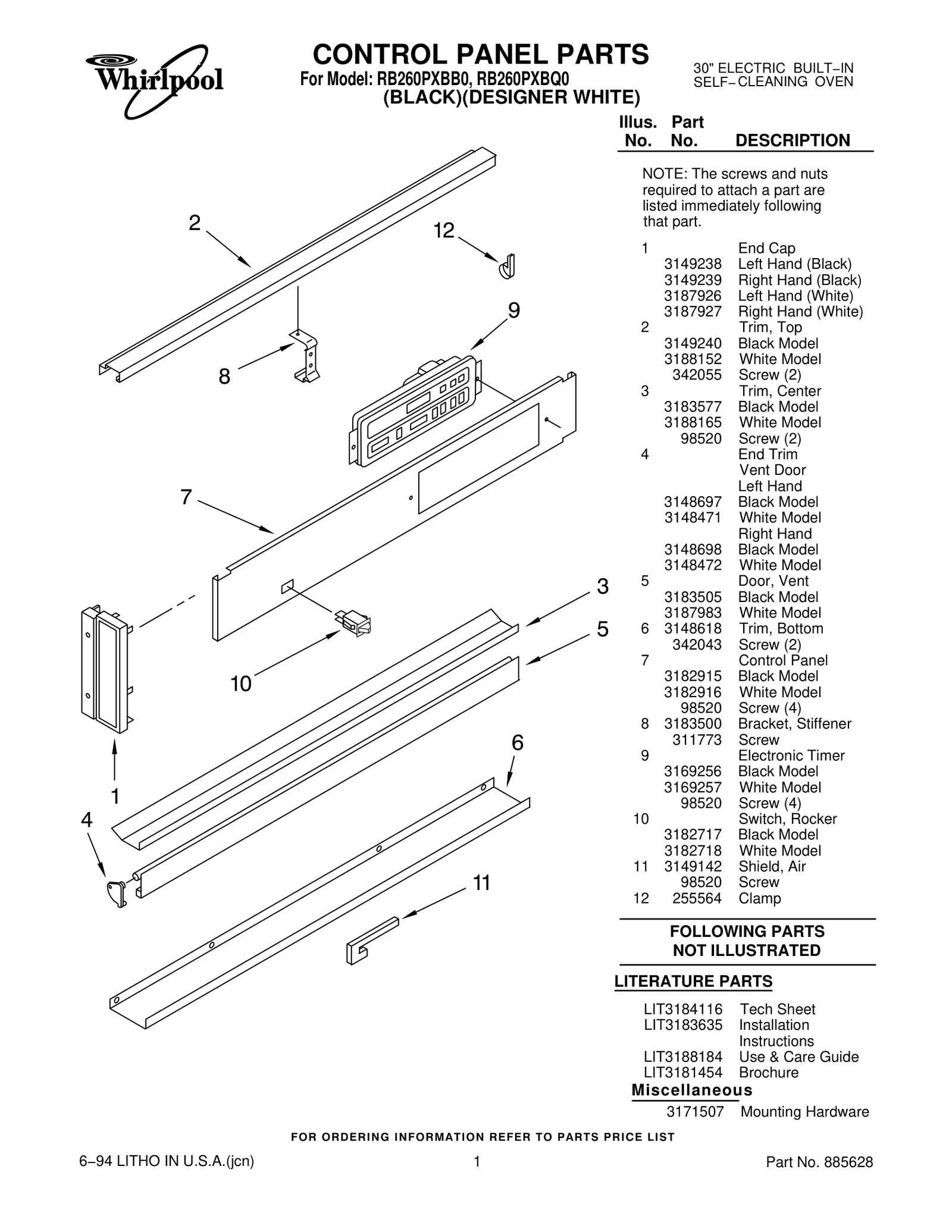 CONTROL PANEL PARTS