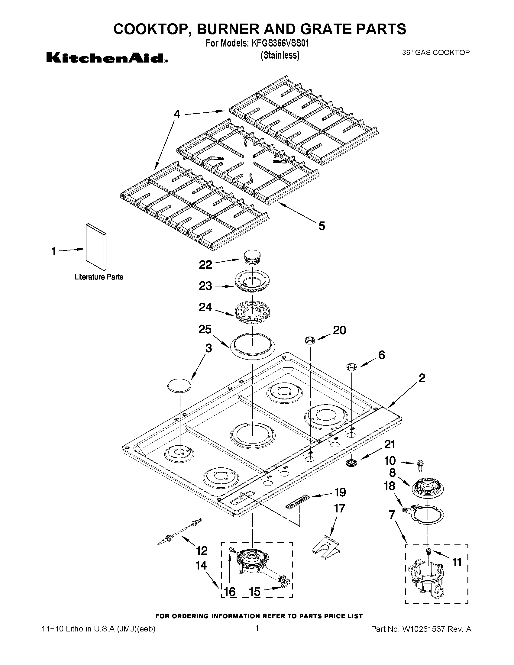 01 - COOKTOP, BURNER AND GRATE PARTS