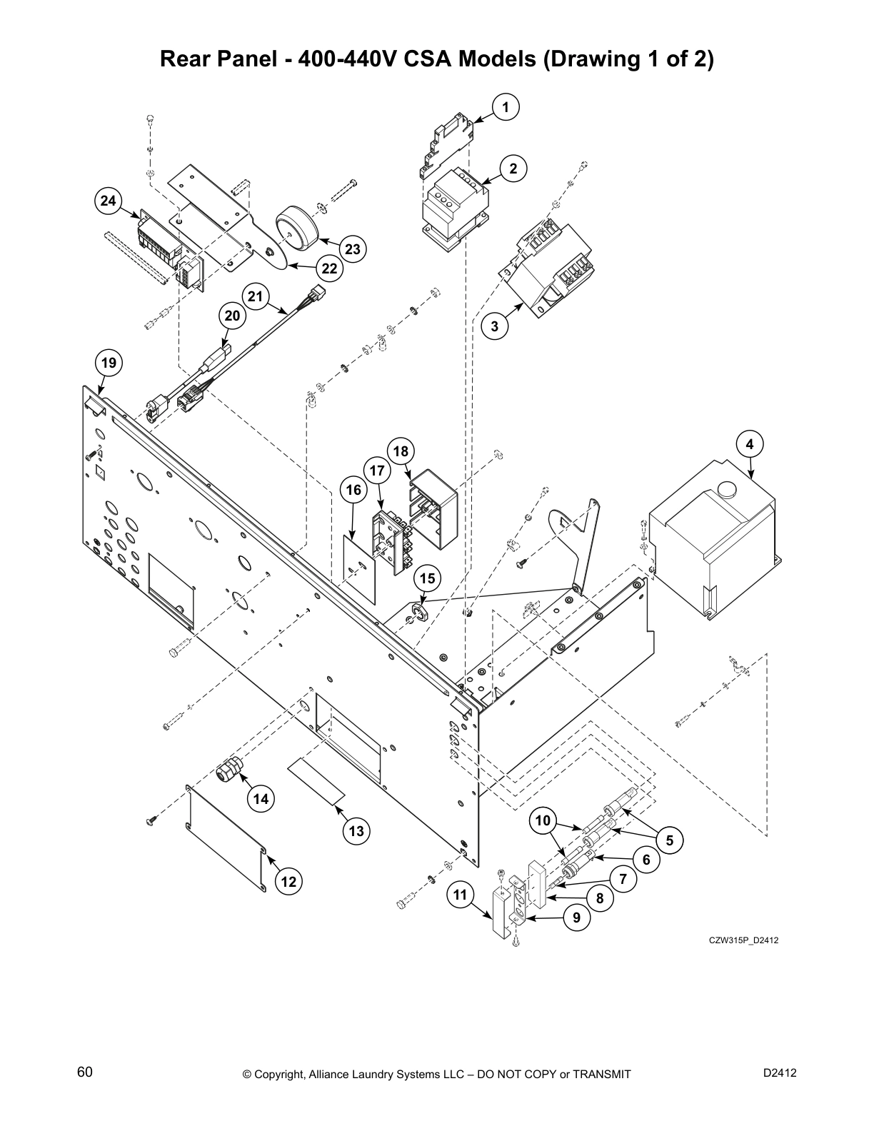 Rear Panel - 400-440V CSA Models (Drawing 1 of 2)