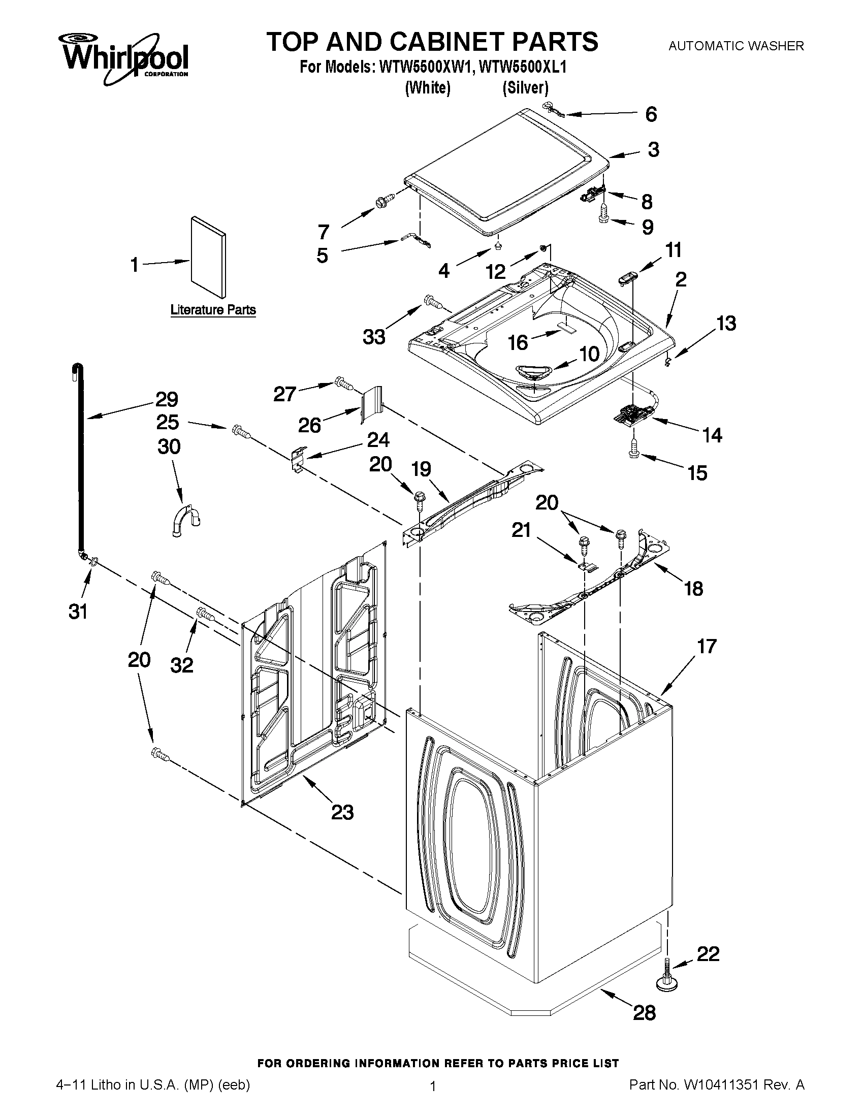 01 - TOP AND CABINET PARTS
