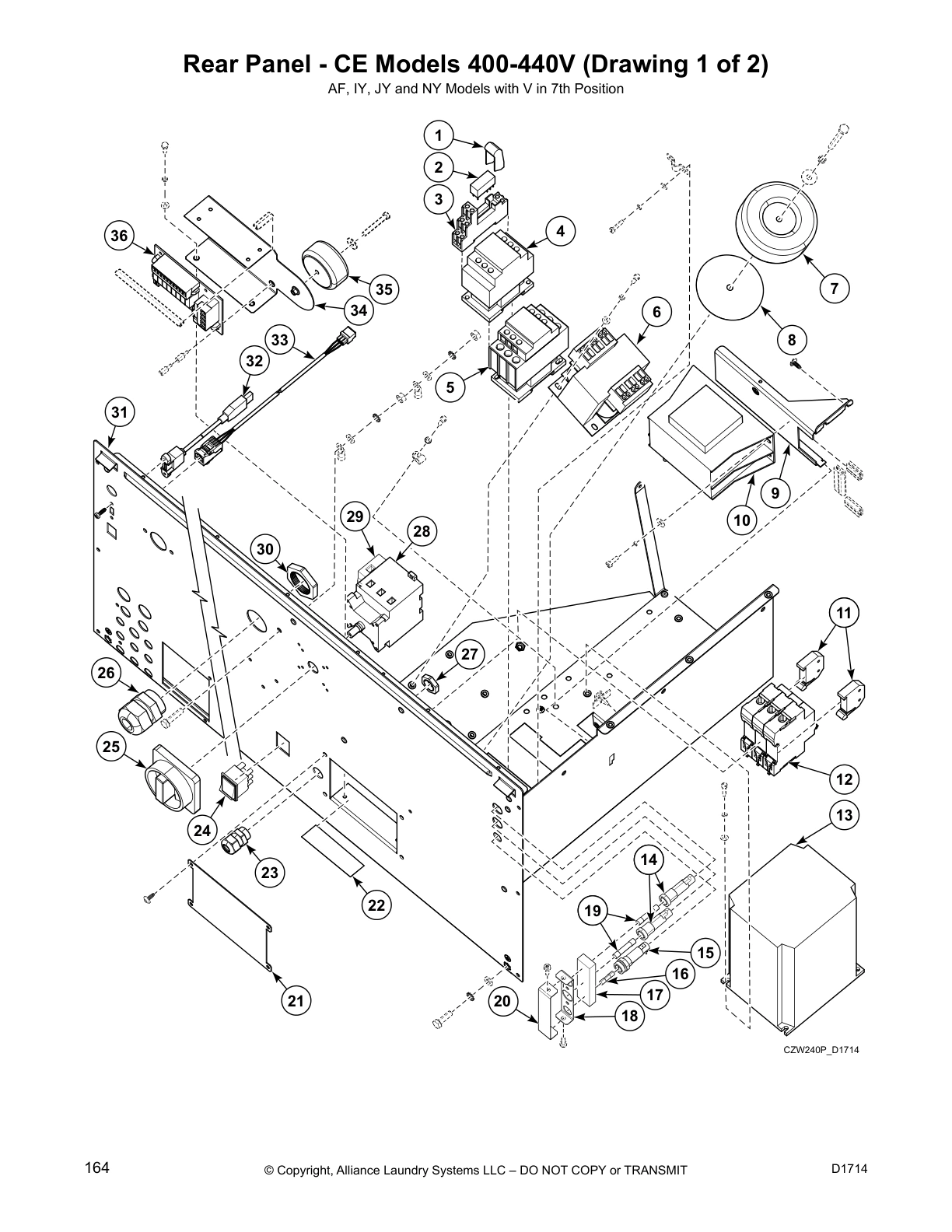 Rear Panel - CE Models 400-440V (Drawing 1 of 2)