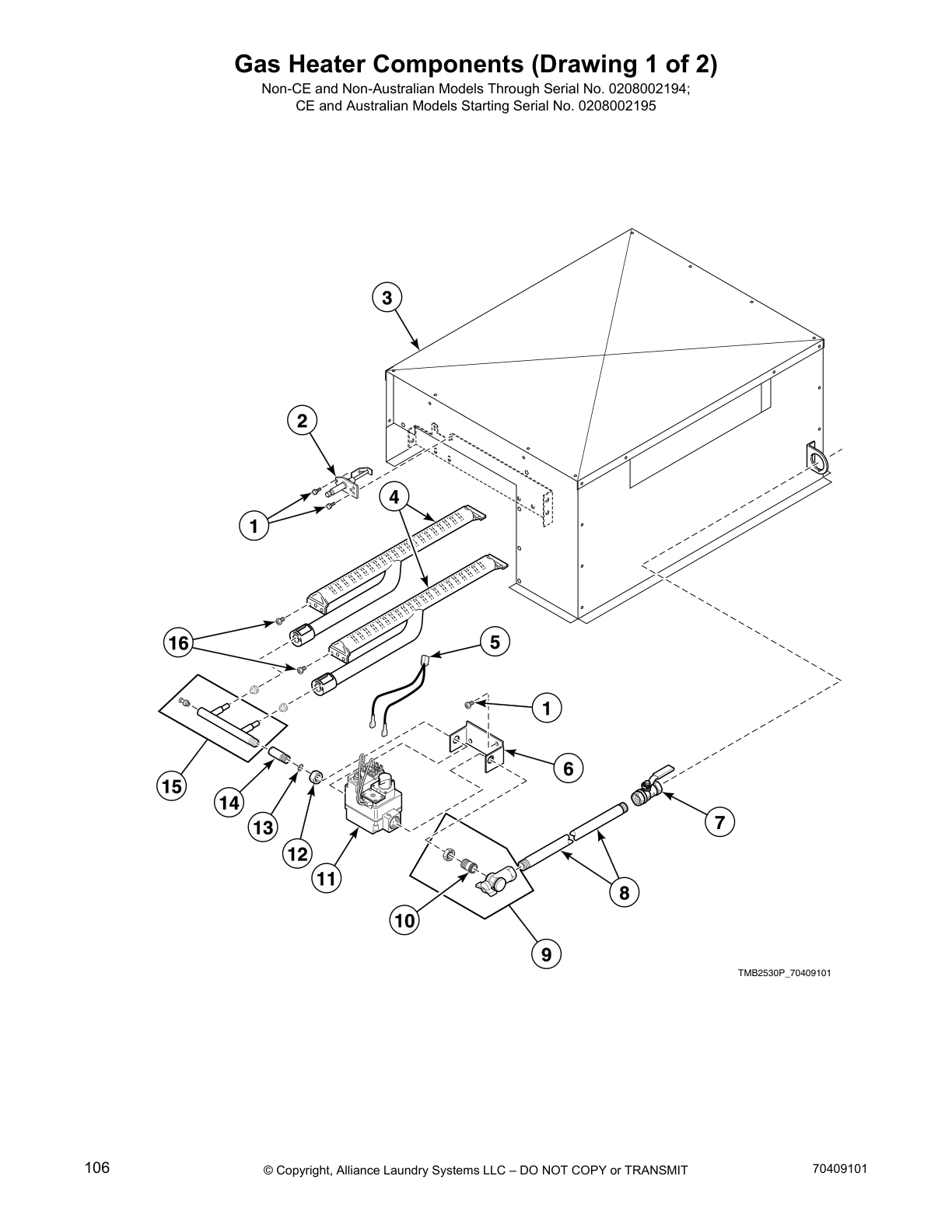 Gas Heater Components (Drawing 1 of 2)