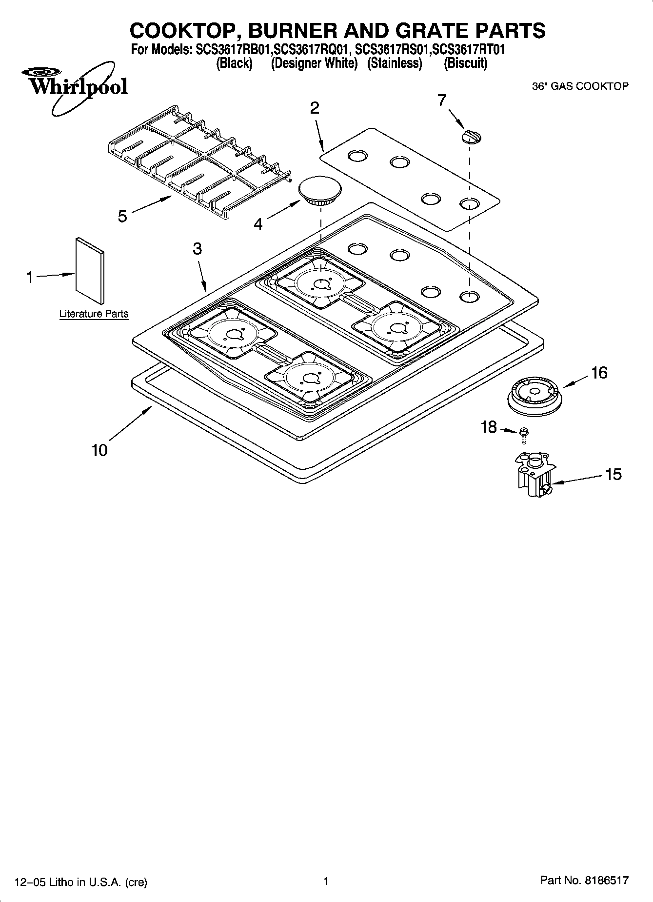01 - COOKTOP, BURNER AND GRATE PARTS