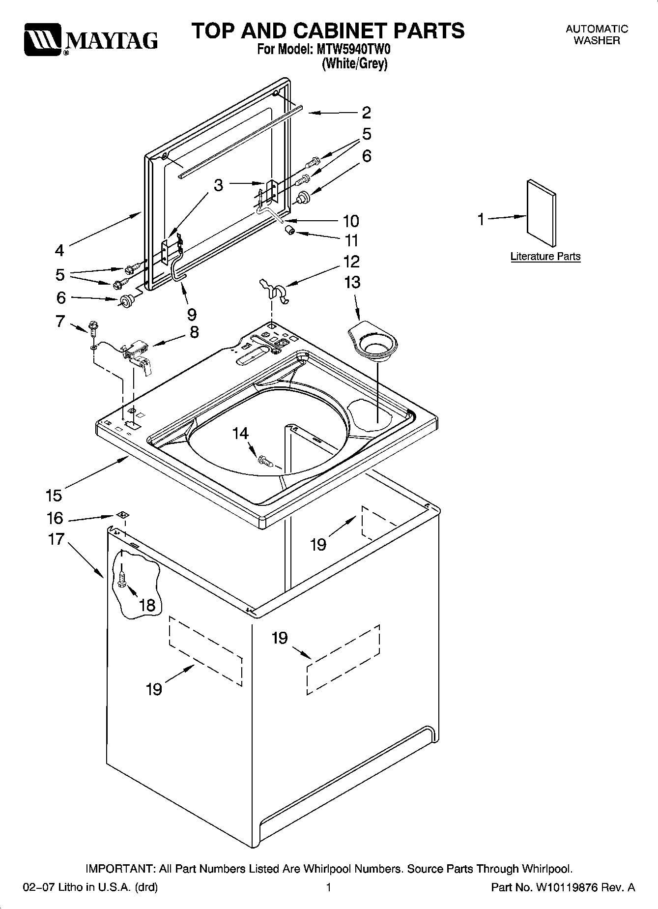 01 - TOP AND CABINET PARTS