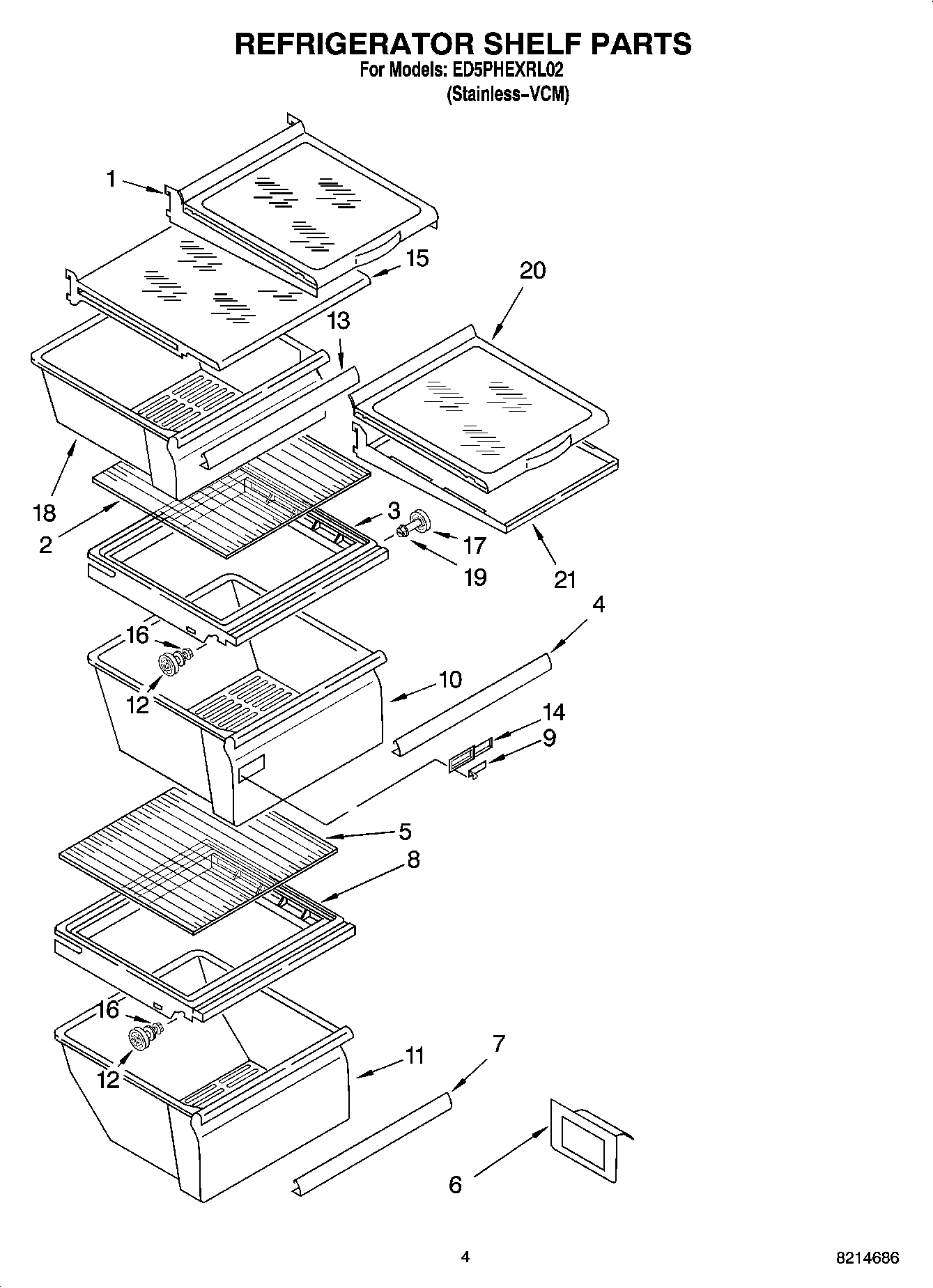 03 - REFRIGERATOR SHELF PARTS