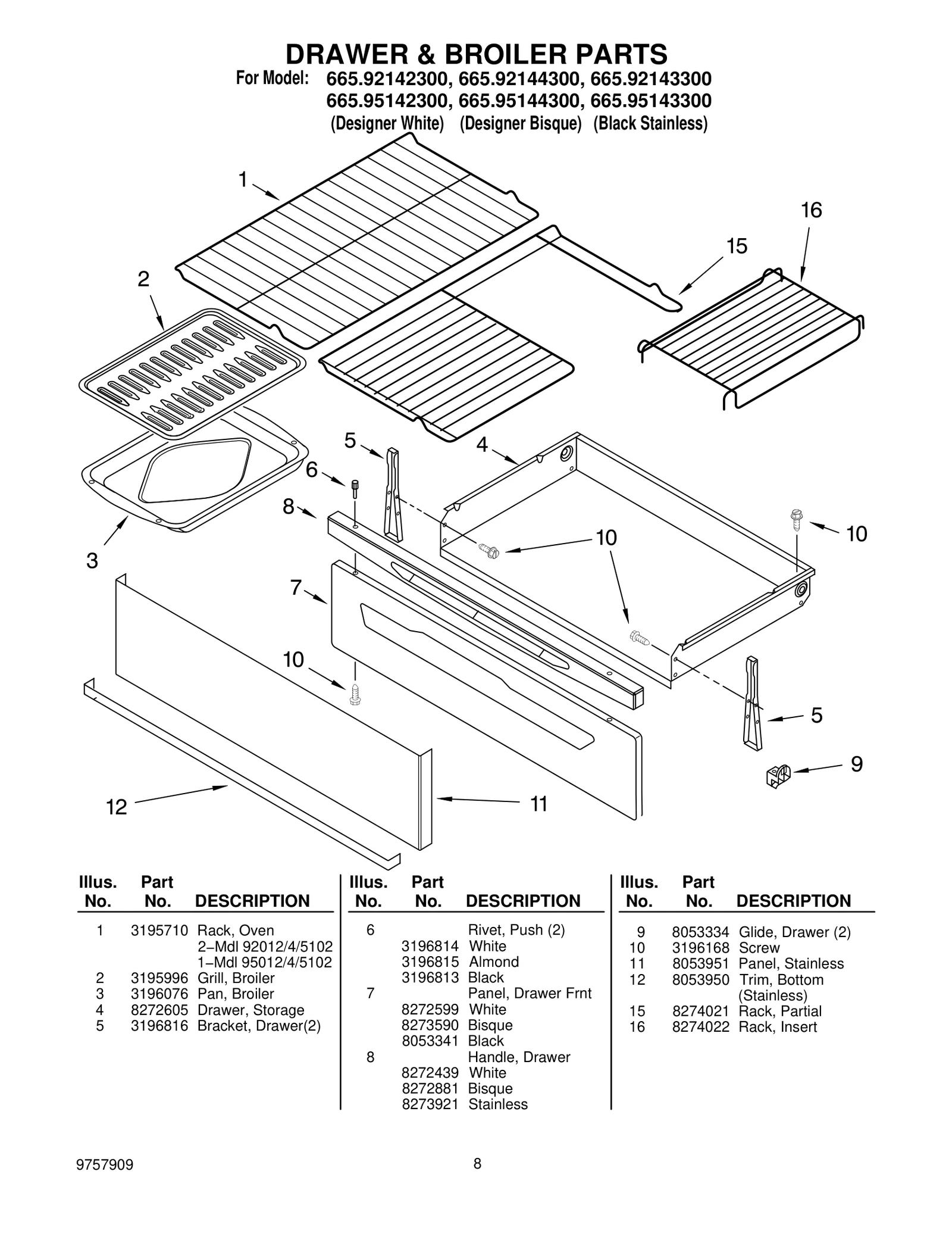 DRAWER & BROILER PARTS