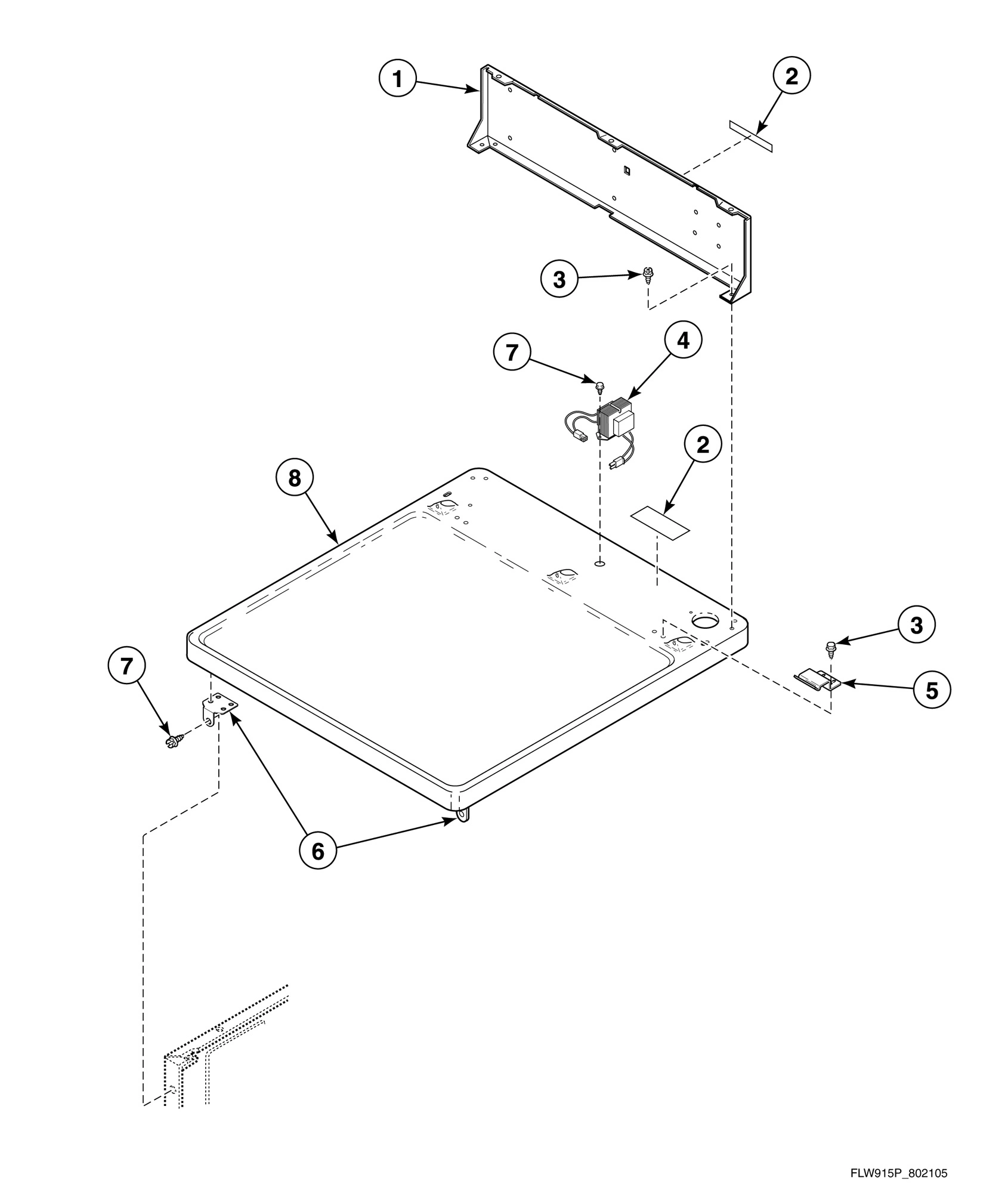 Cabinet Top and Control Hood Rear Panel
