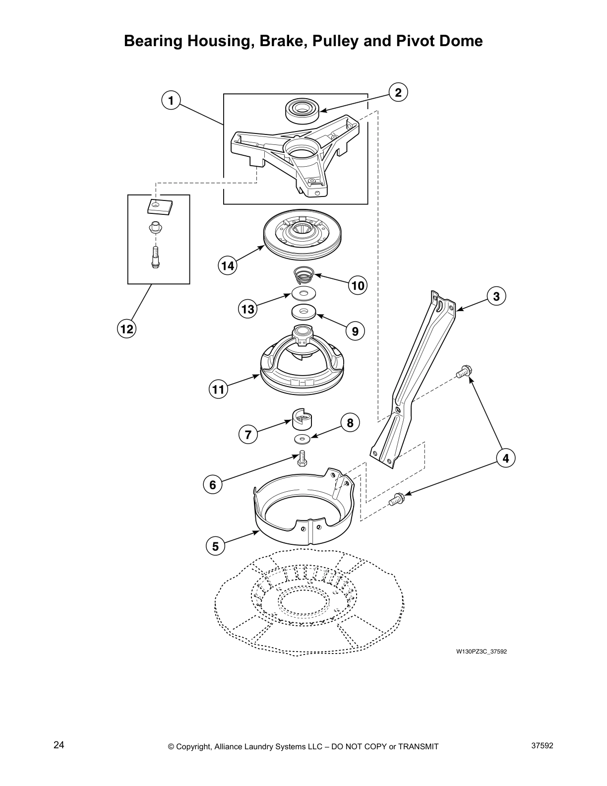 Bearing Housing, Brake, Pulley and Pivot Dome