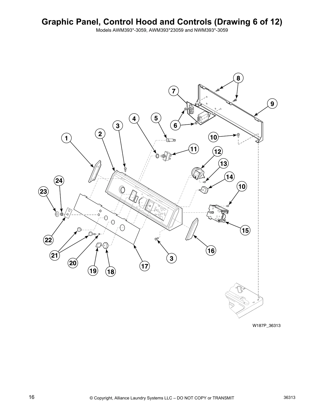 Graphic Panel, Control Hood and Controls (Drawing 6 of 12)