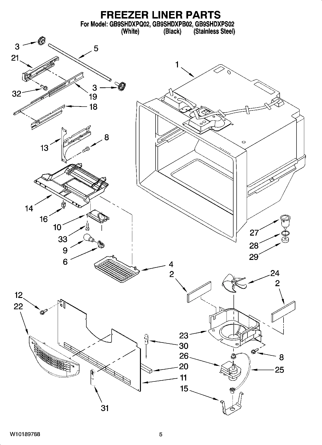 03 - FREEZER LINER PARTS