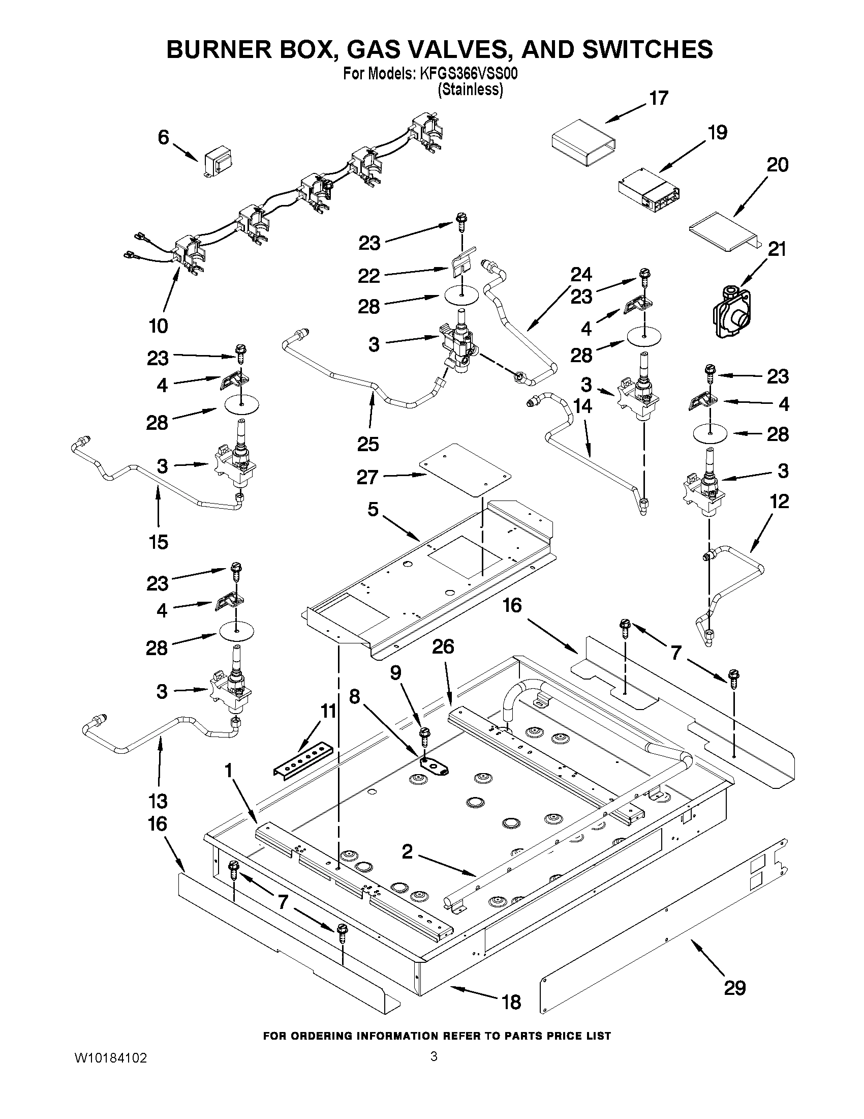 02 - BURNER BOX, GAS VALVES, AND SWITCHES