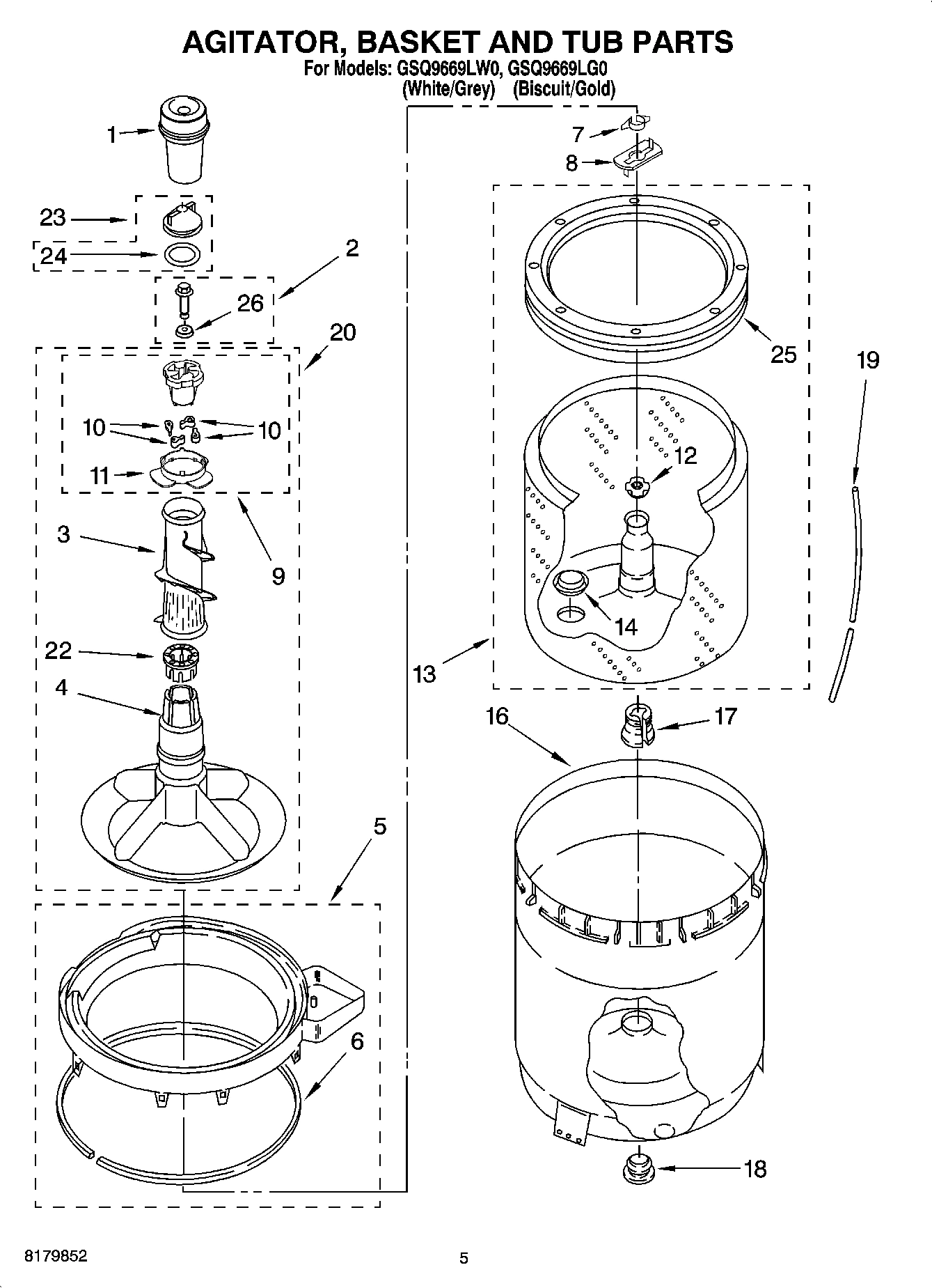 03 - AGITATOR, BASKET AND TUB PARTS