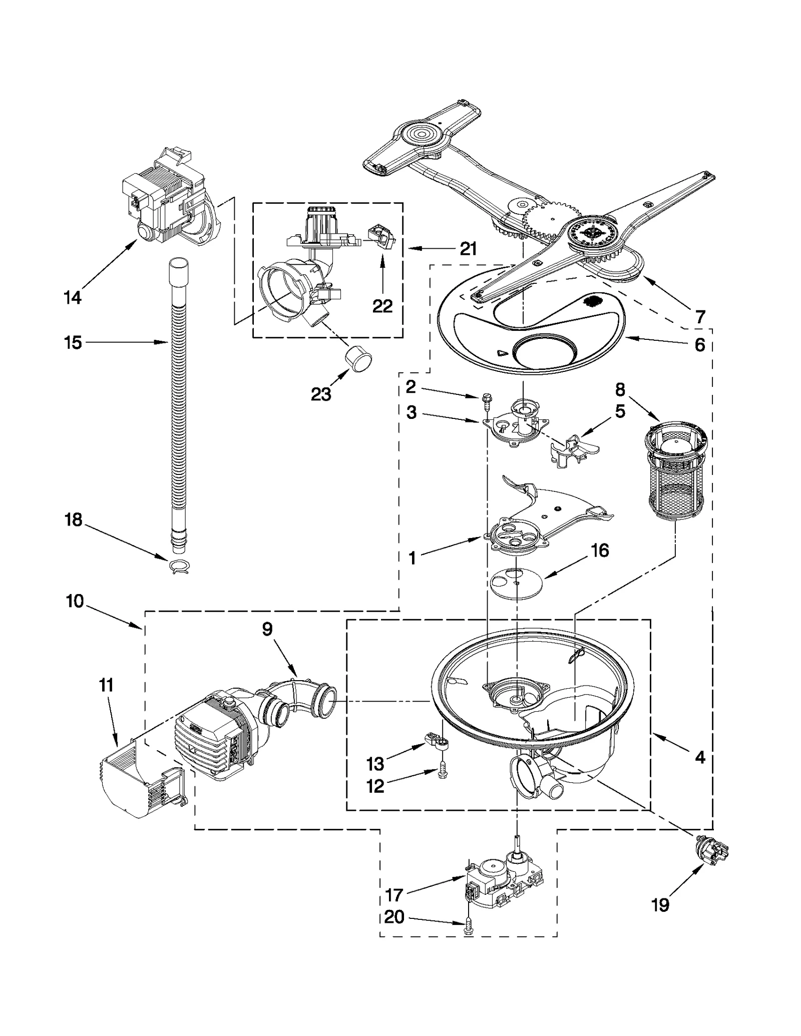 PUMP, WASHARM AND MOTOR PARTS