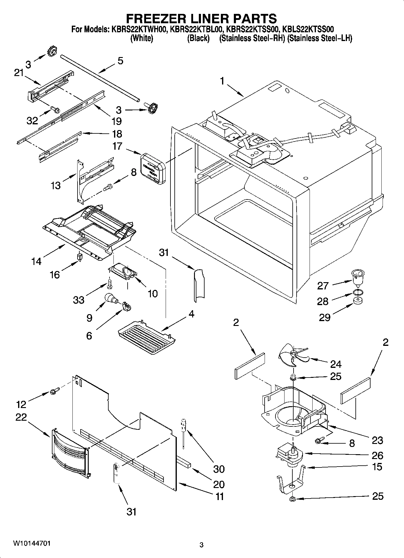02 - FREEZER LINER PARTS