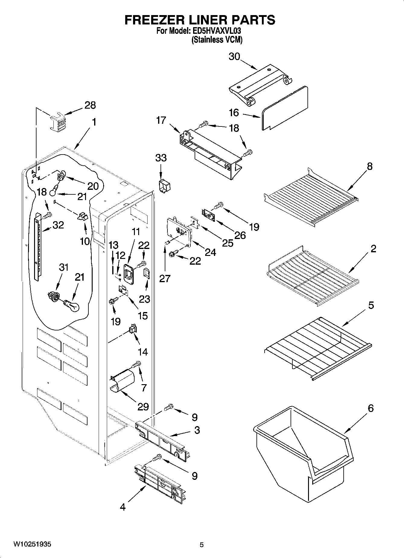 04 - FREEZER LINER PARTS