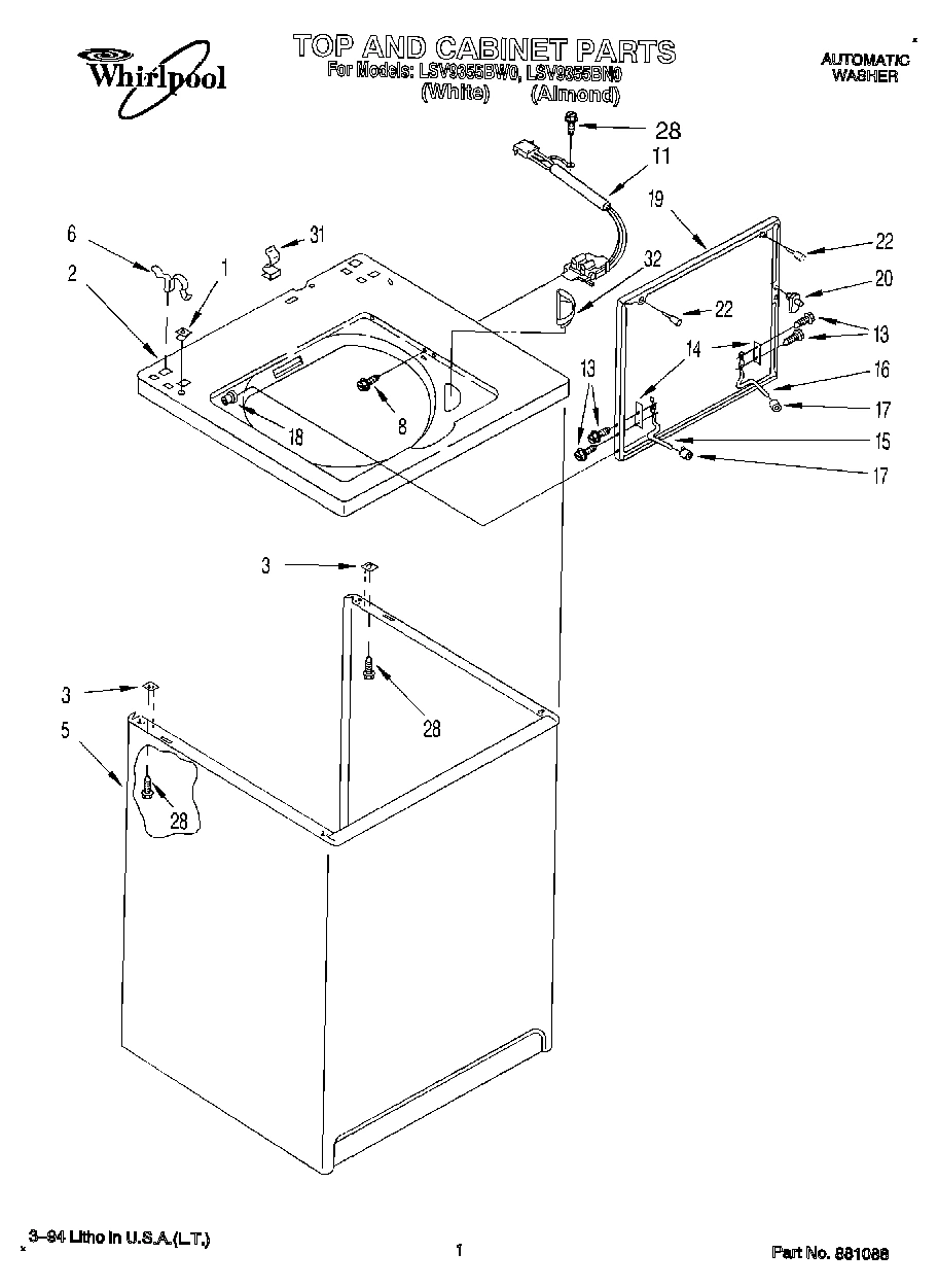01 - TOP AND CABINET, LIT/OPTIONAL