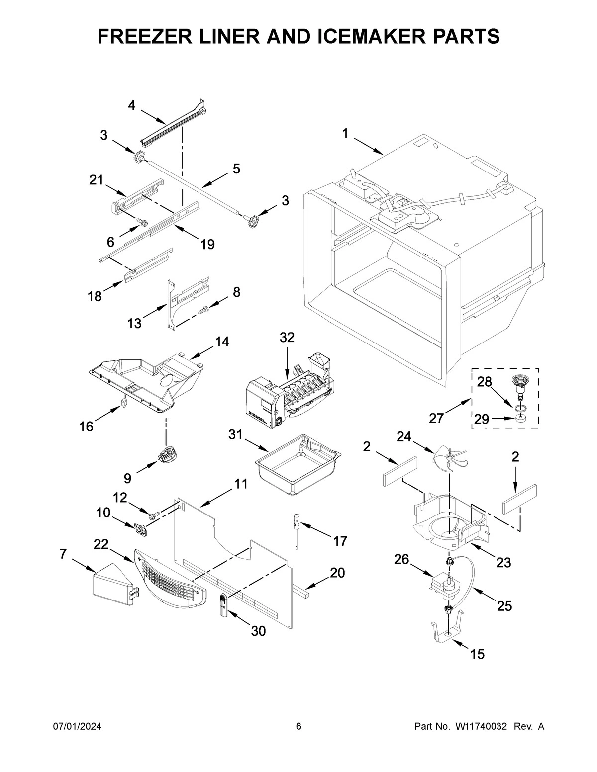 04 - FREEZER LINER AND ICEMAKER PARTS