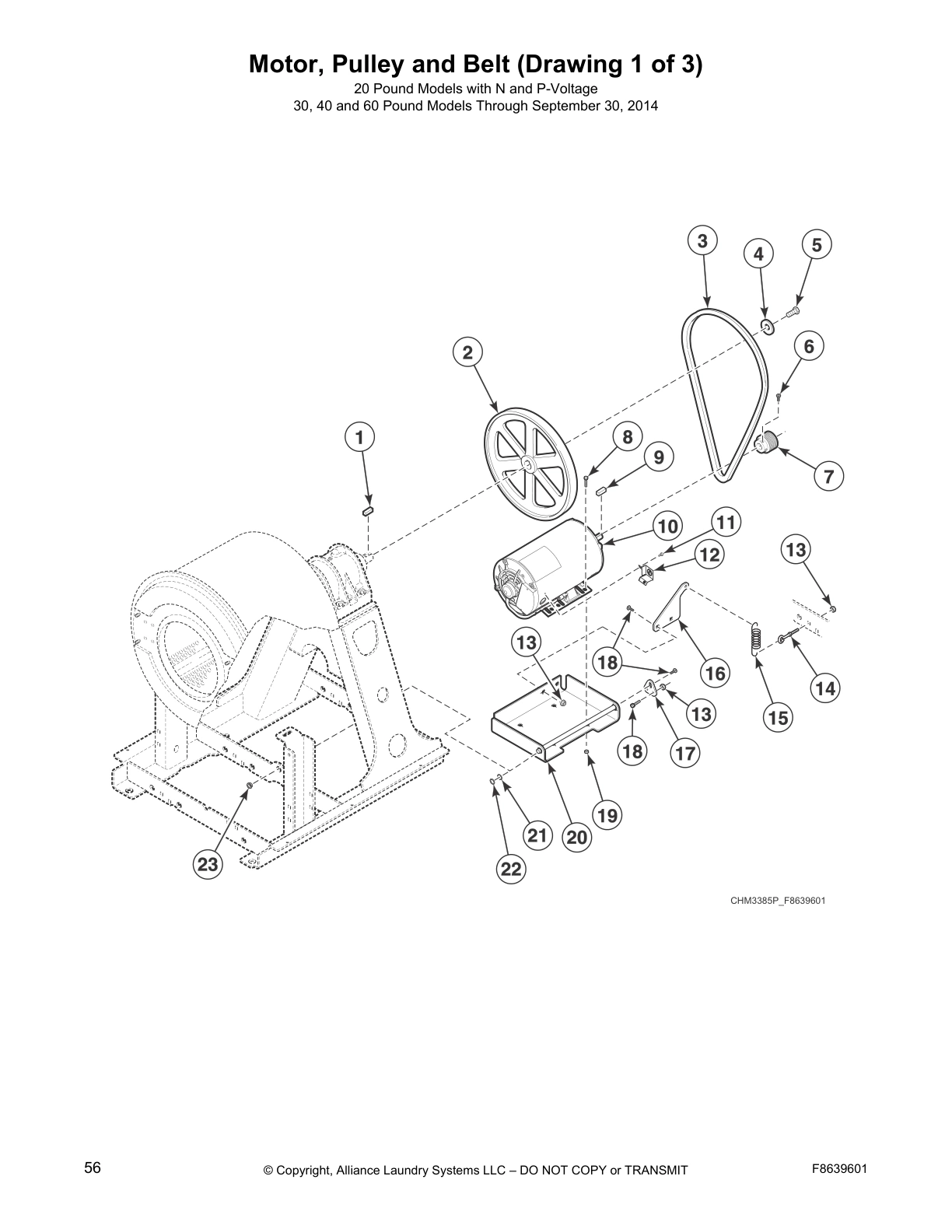 Motor, Pulley and Belt (Drawing 1 of 3)