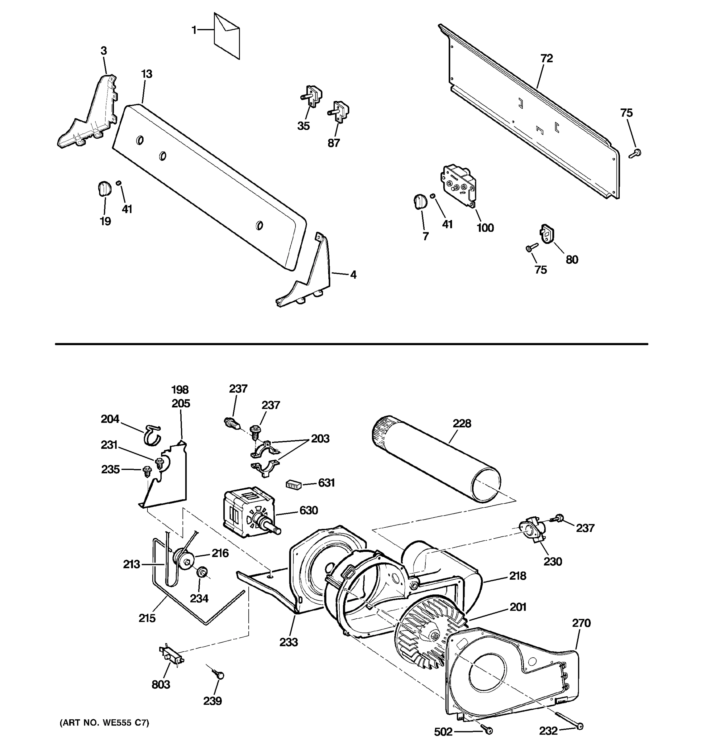 BACKSPLASH, BLOWER & MOTOR ASSEMBLY