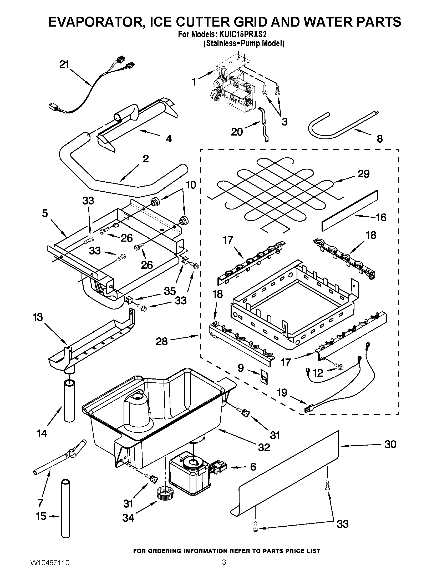02 - EVAPORATOR, ICE CUTTER GRID AND WATER PARTS