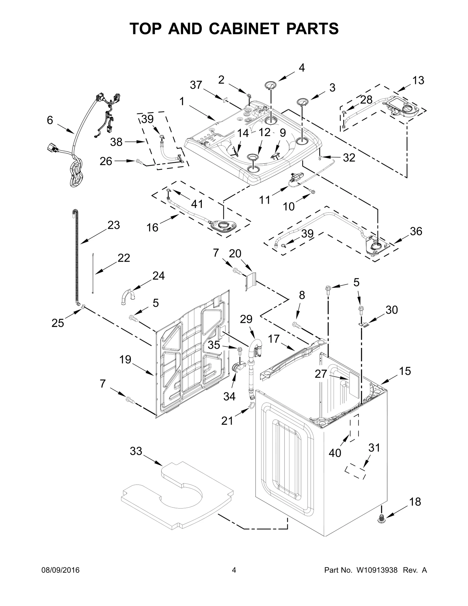 TOP AND CABINET PARTS