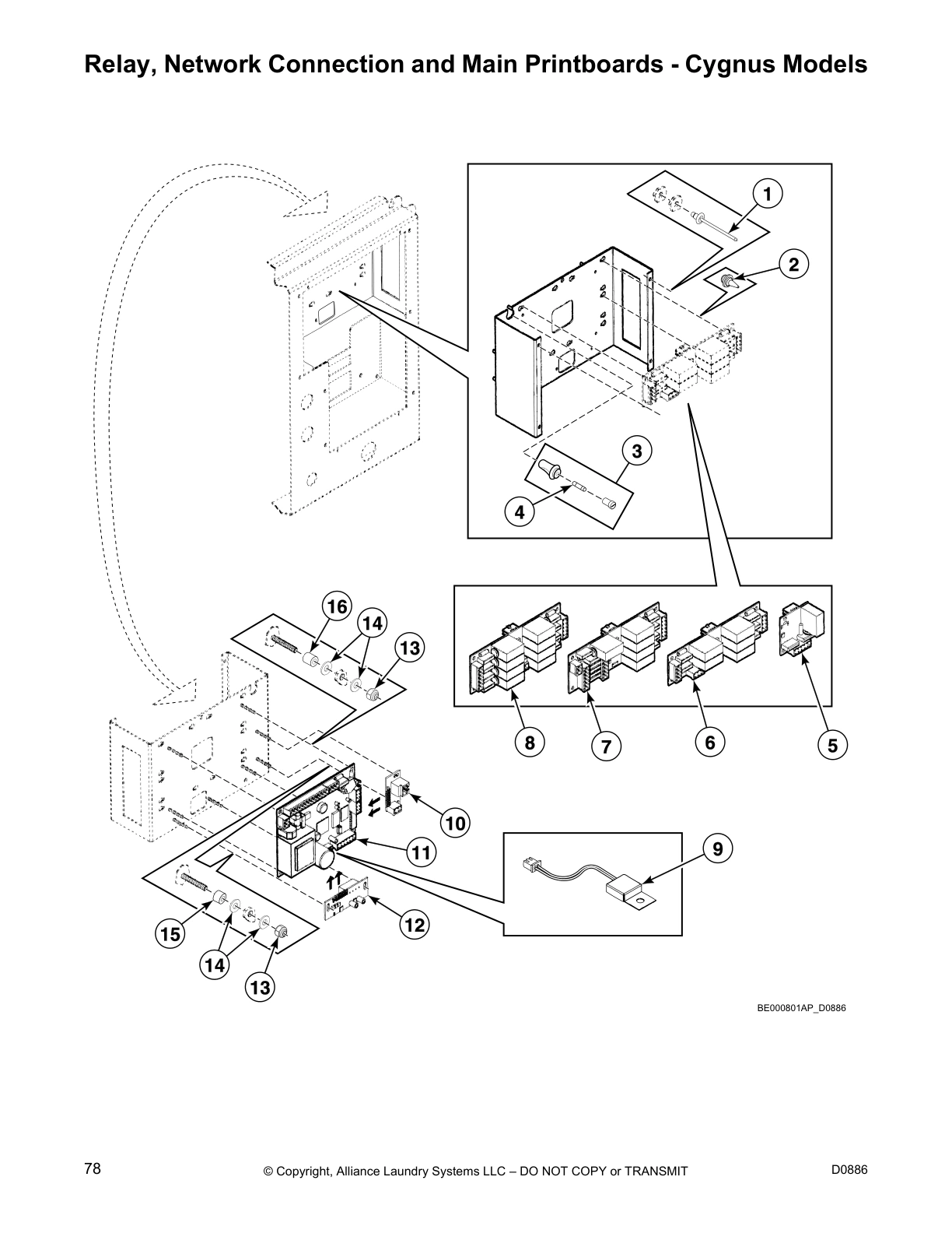 Relay, Network Connection and Main Printboards - Cygnus Models