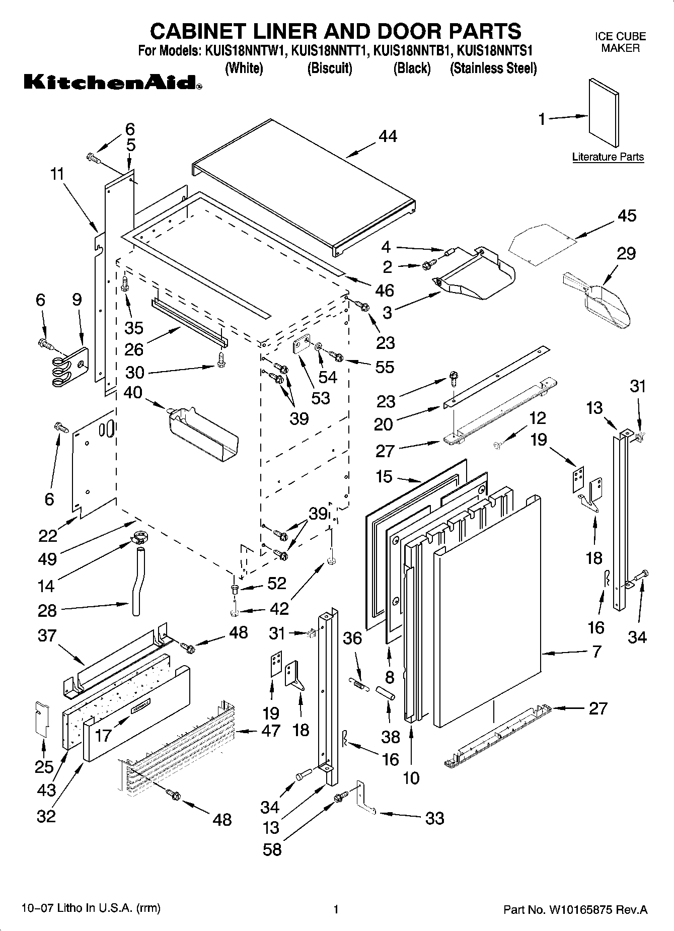 01 - CABINET LINER AND DOOR PARTS