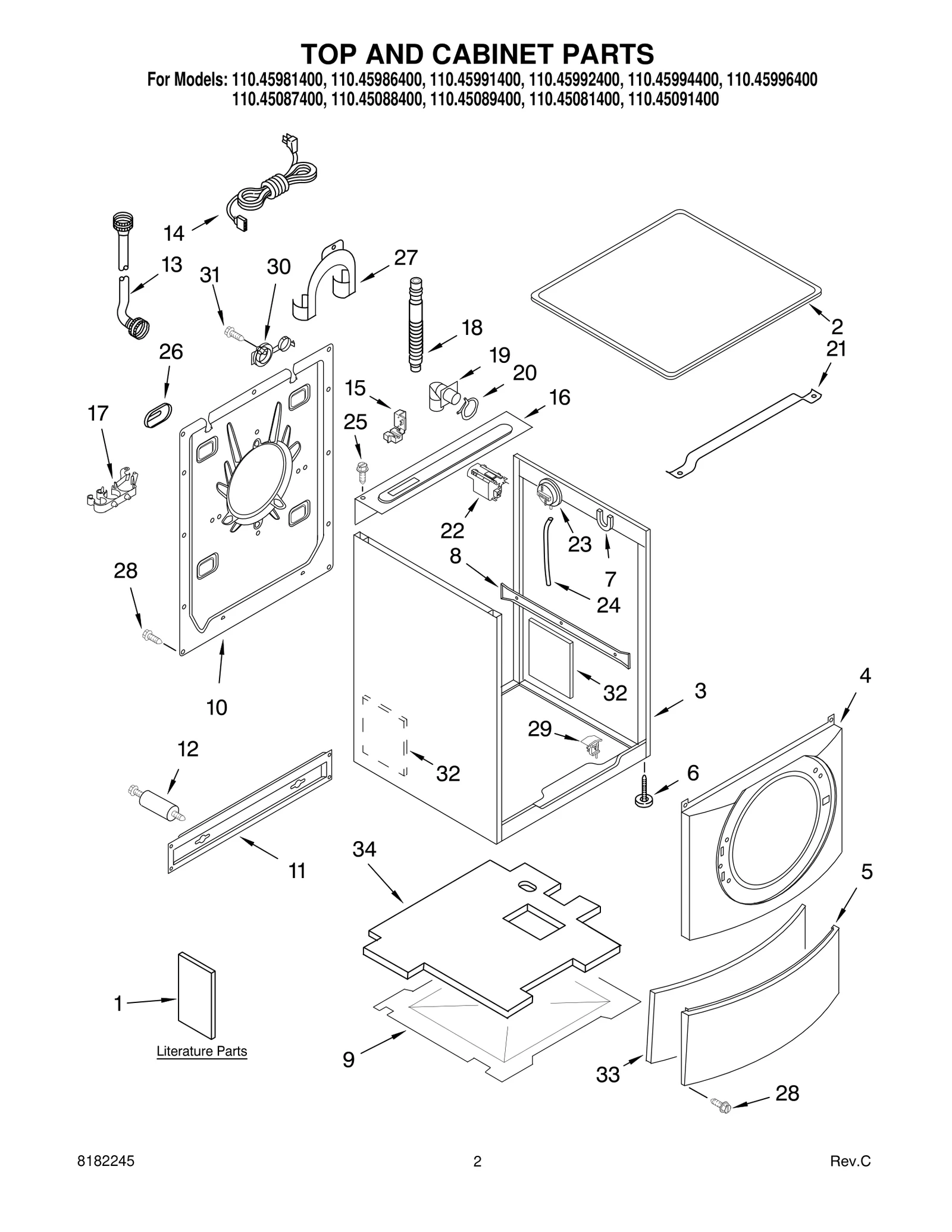 TOP AND CABINET PARTS