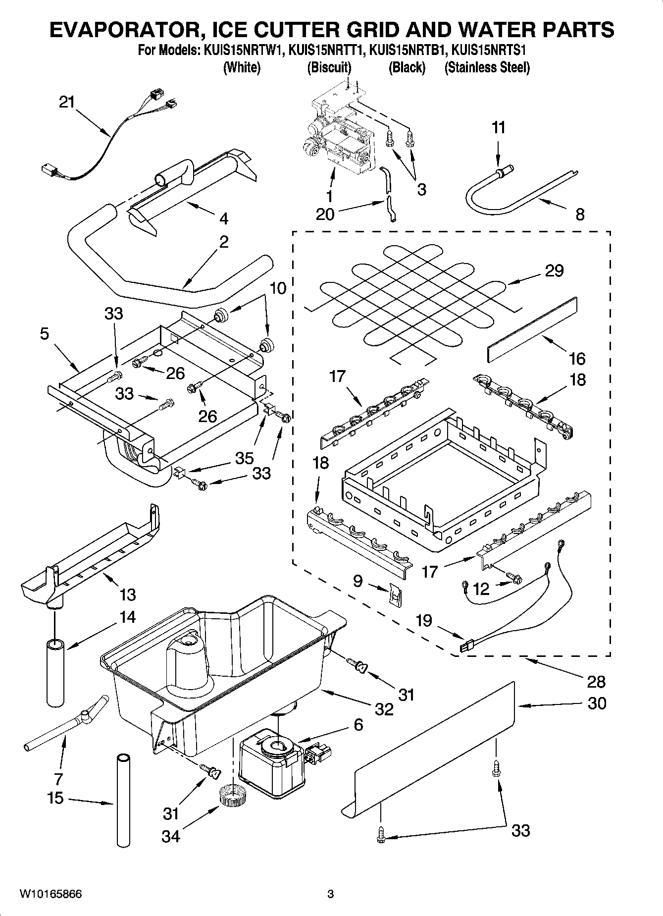 02 - EVAPORATOR, ICE CUTTER GRID AND WATER PARTS