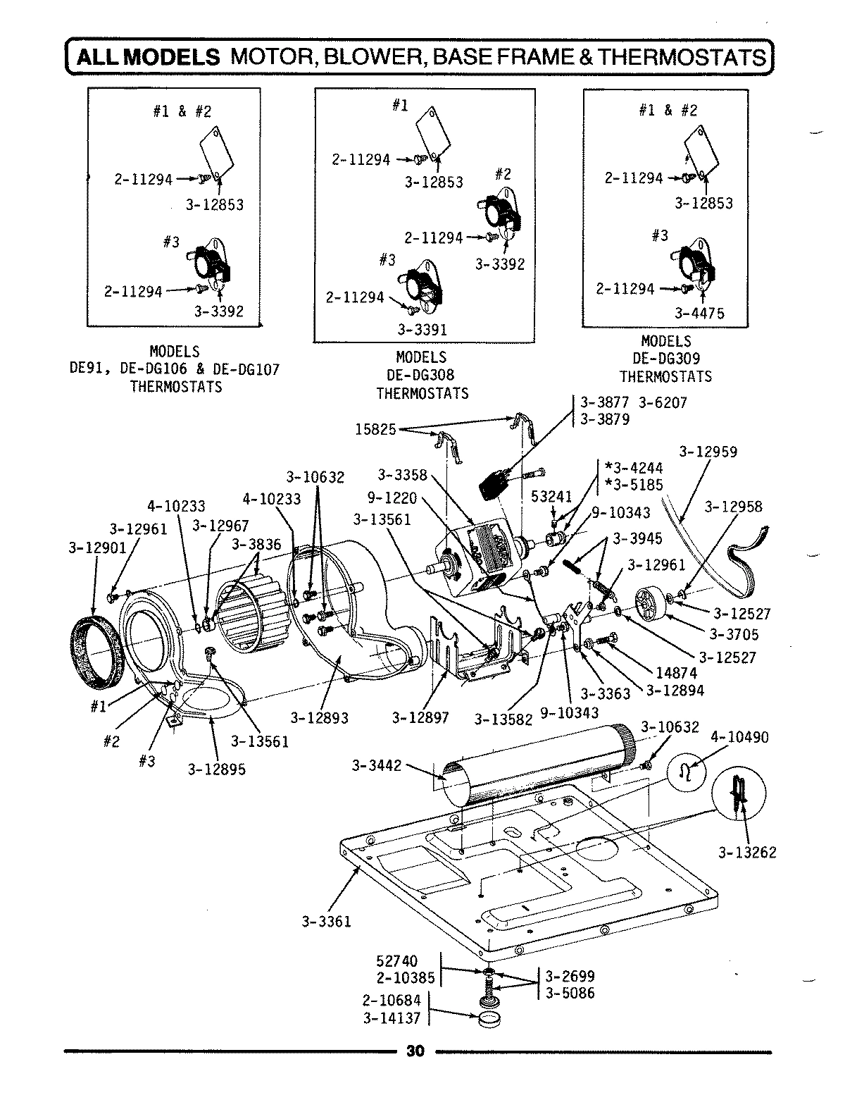 08 - MOTOR, BLOWER, BASE FRAME & THERMOSTATS