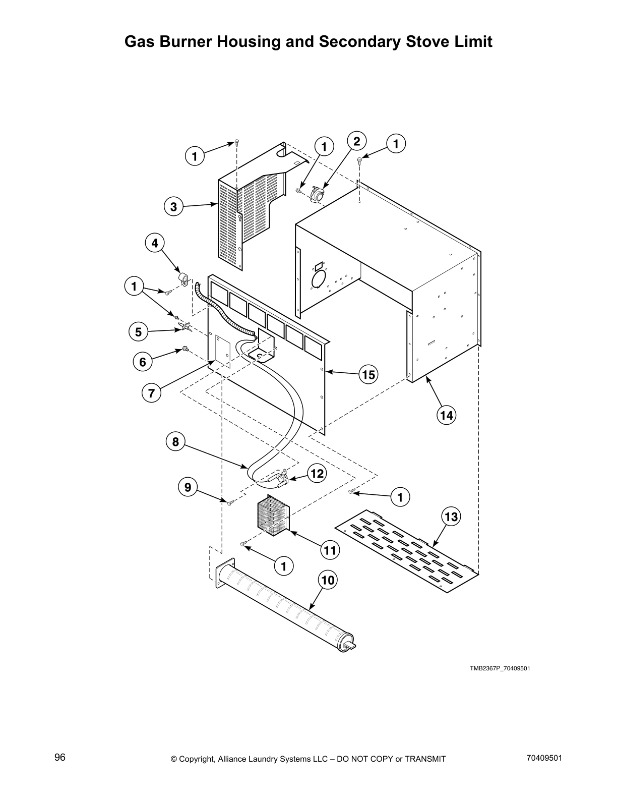 Gas Burner Housing and Secondary Stove Limit
