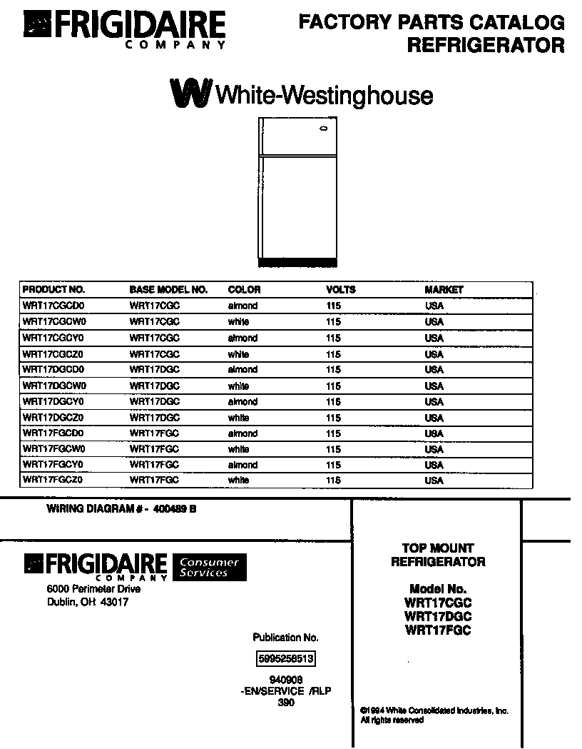 01 - TOP MOUNT REFRIGERATOR