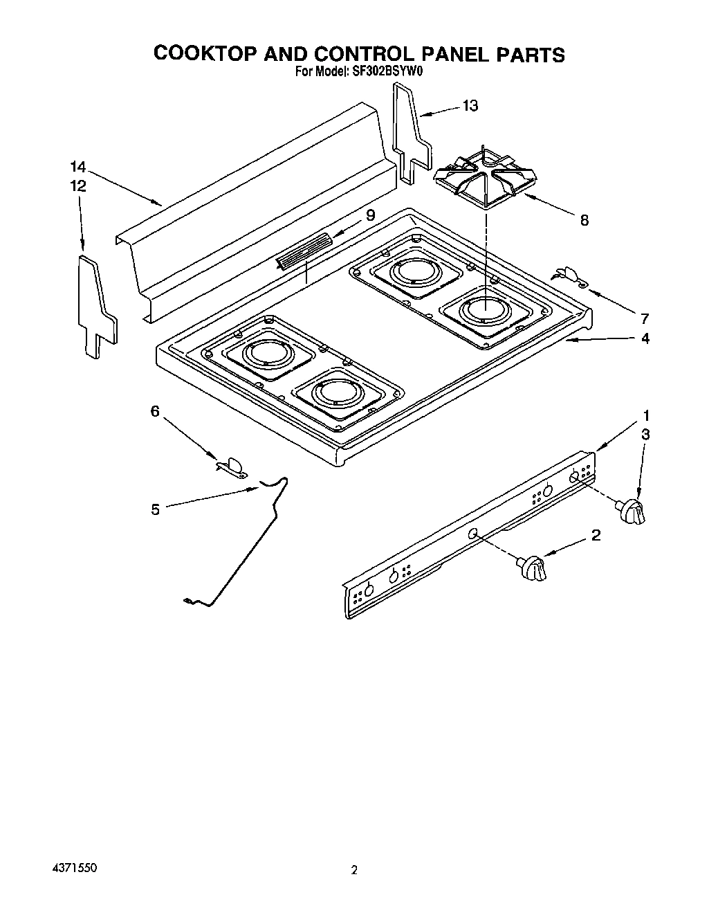02 - COOKTOP AND CONTROL, LIT/OPTIONAL