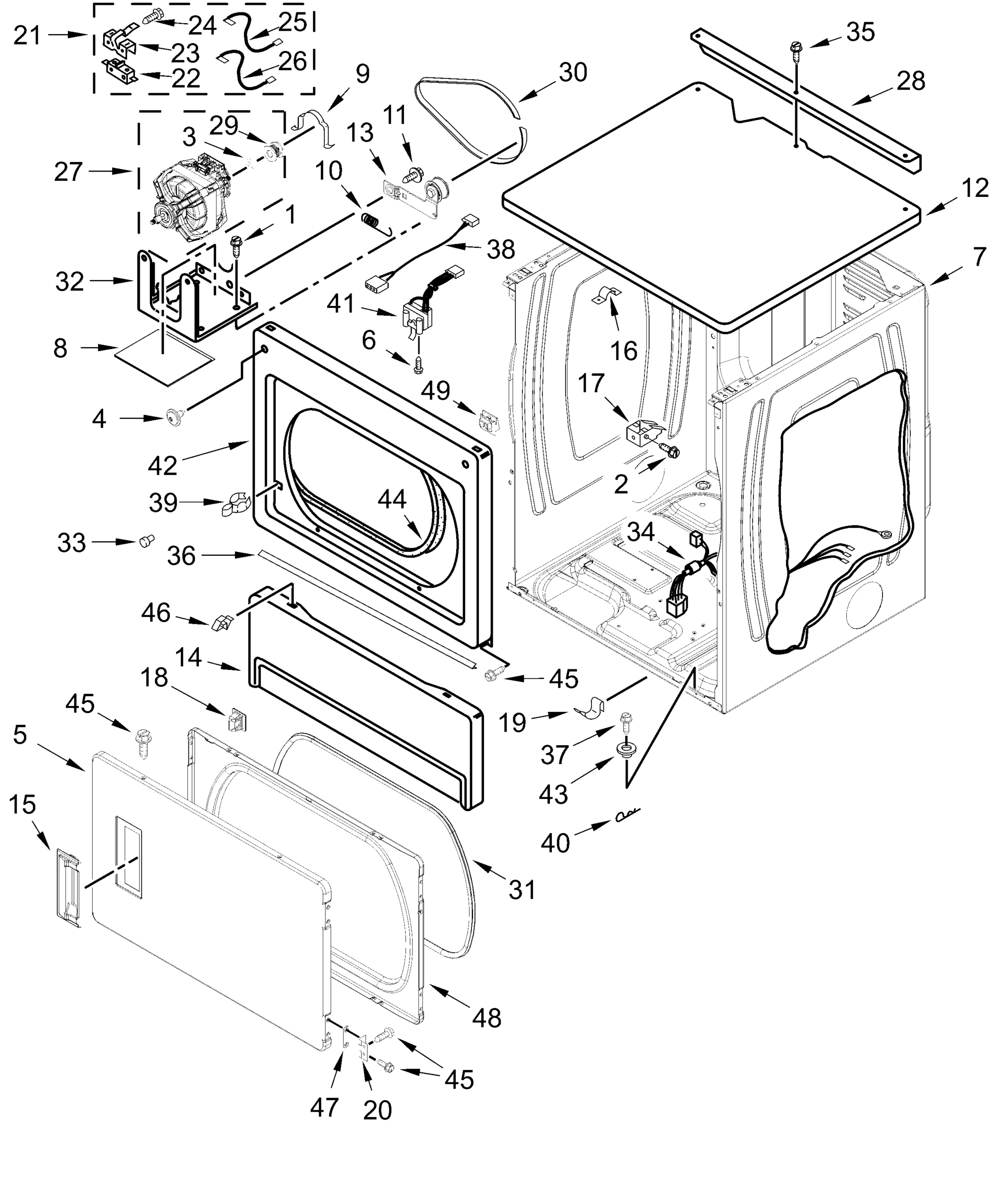 UPPER CABINET AND FRONT PANEL PARTS