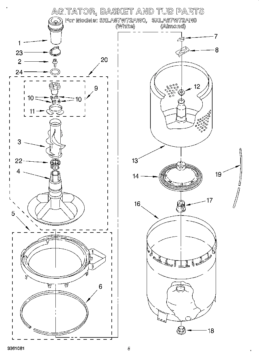 04 - AGITATOR, BASKET AND TUB