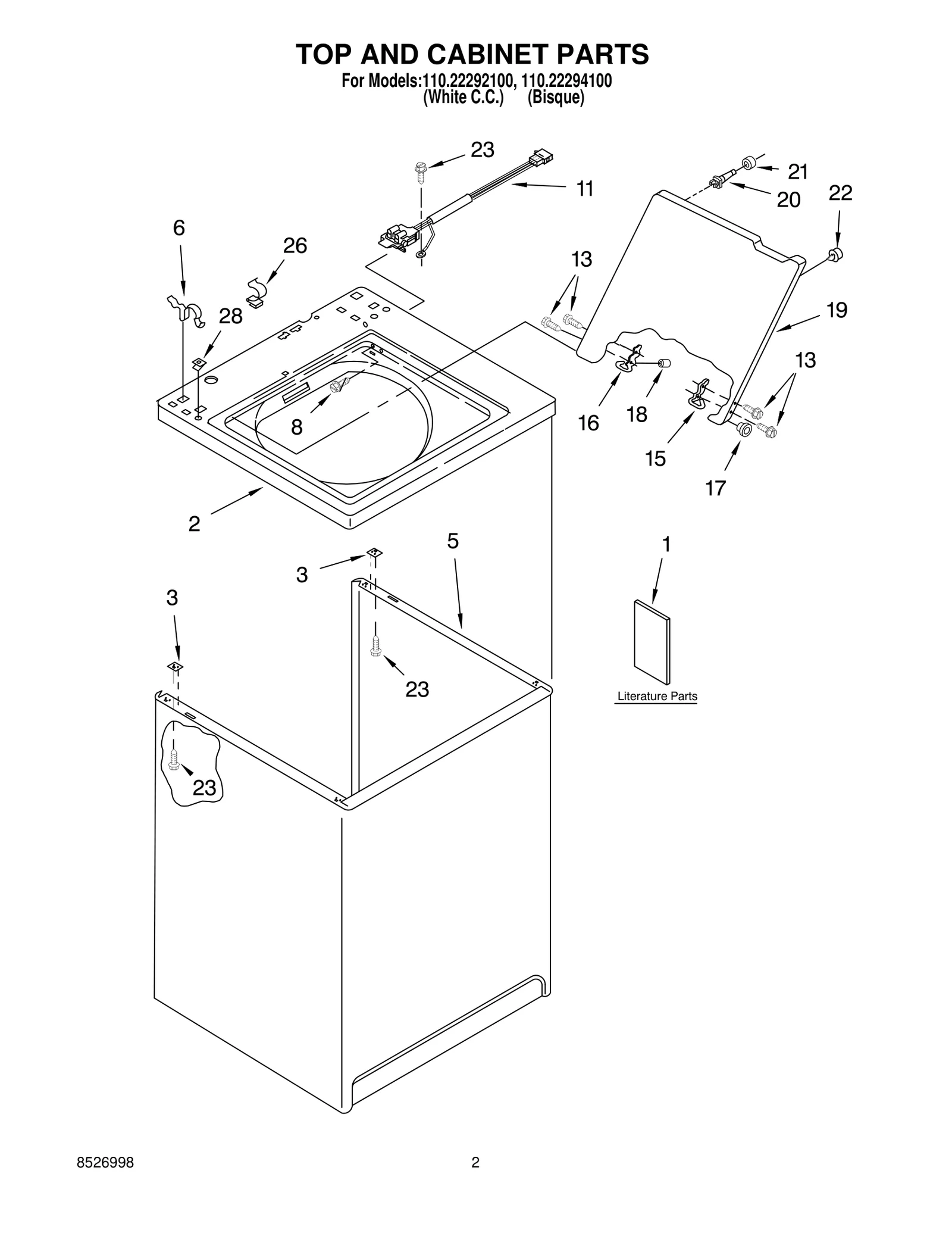 TOP AND CABINET PARTS