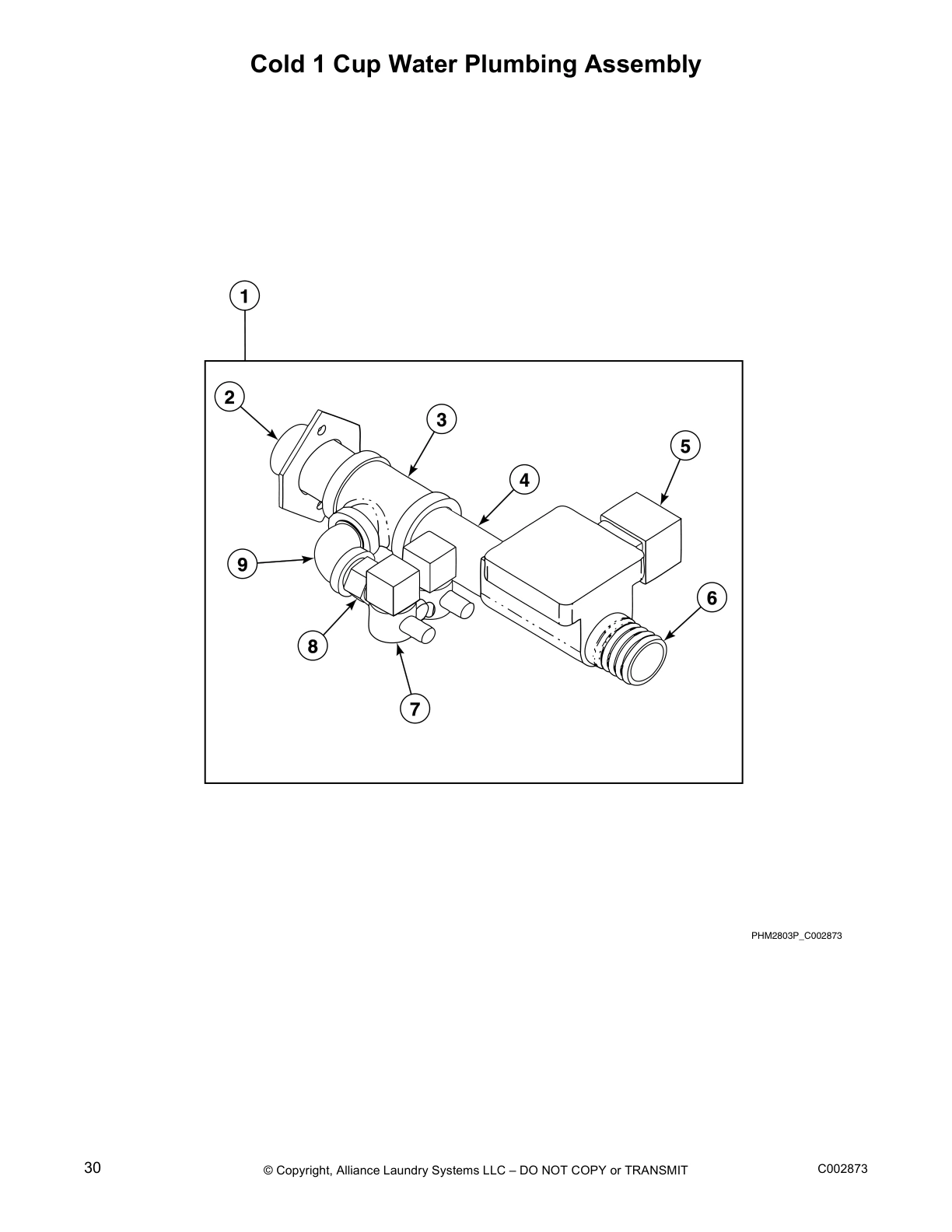 Cold 1 Cup Water Plumbing Assembly
