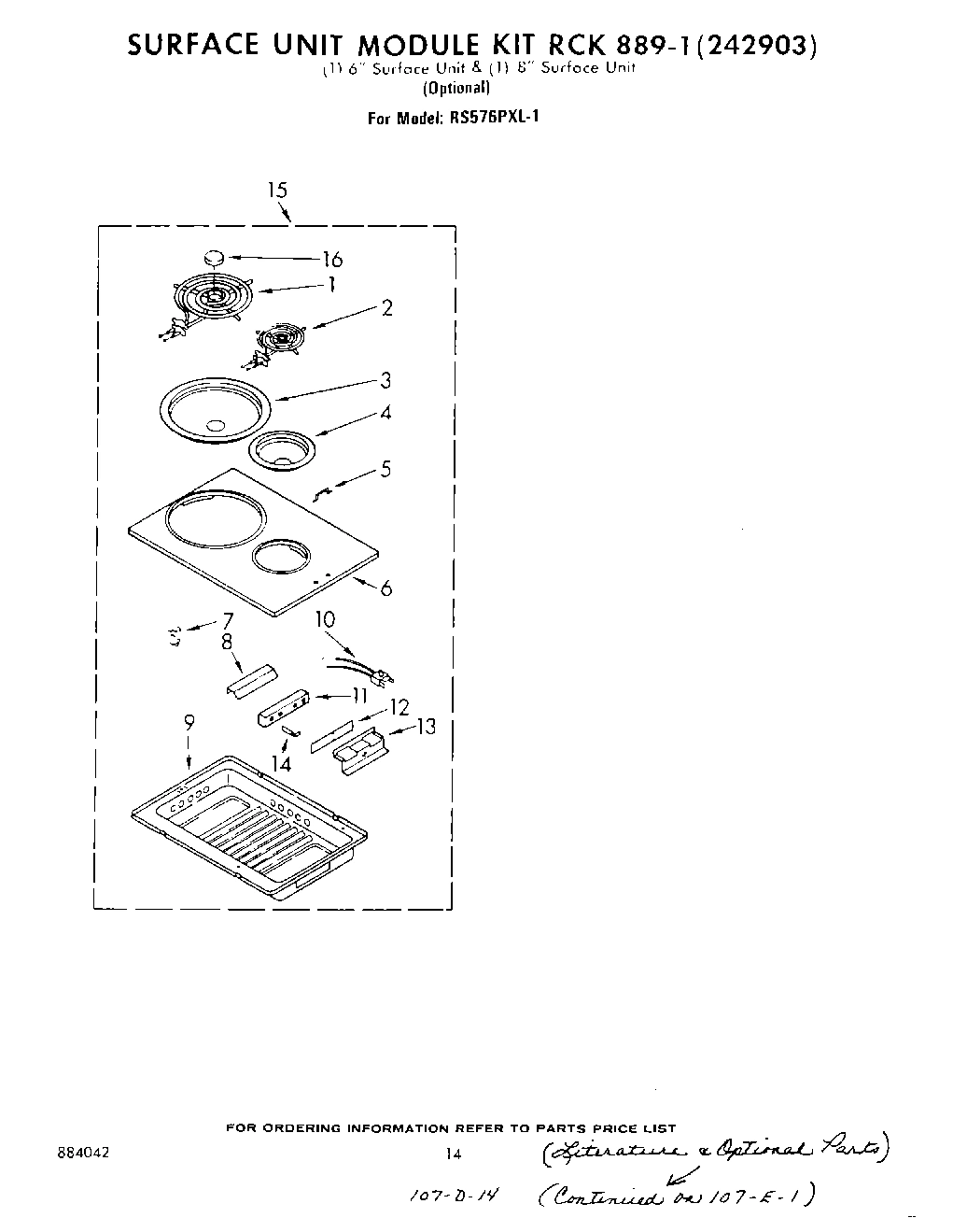 12 - SURFACE UNIT 889-1 (242903) , LITERATURE