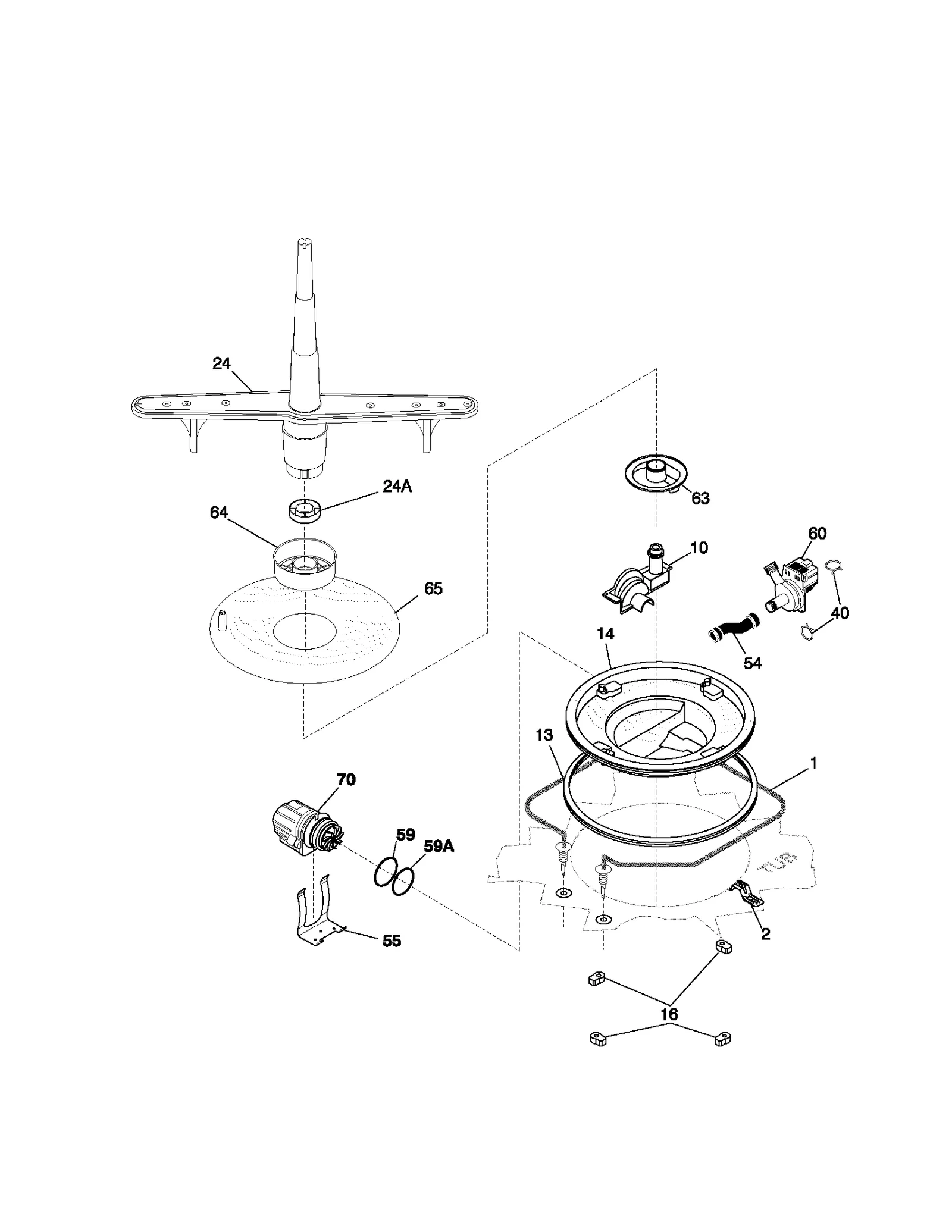 MOTOR/HEATER/SPRAY ARM