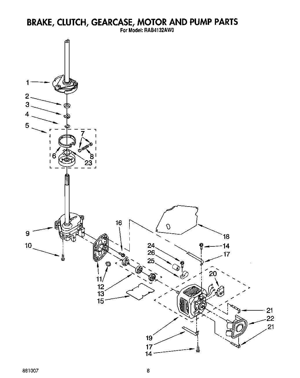 07 - BRAKE, CLUTCH, GEARCASE, MOTOR AND PUMP