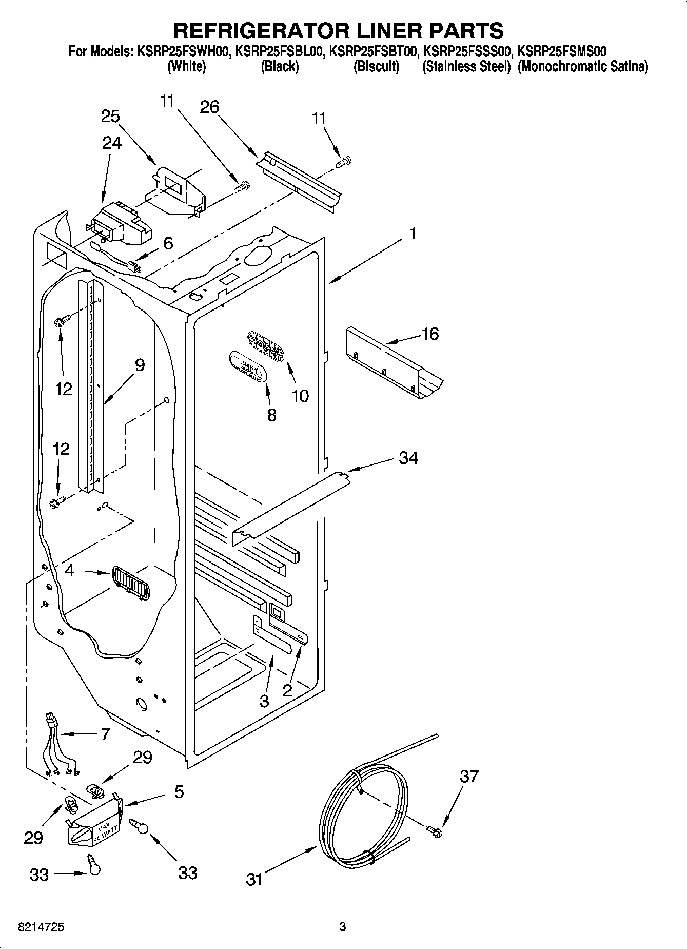 02 - REFRIGERATOR LINER PARTS