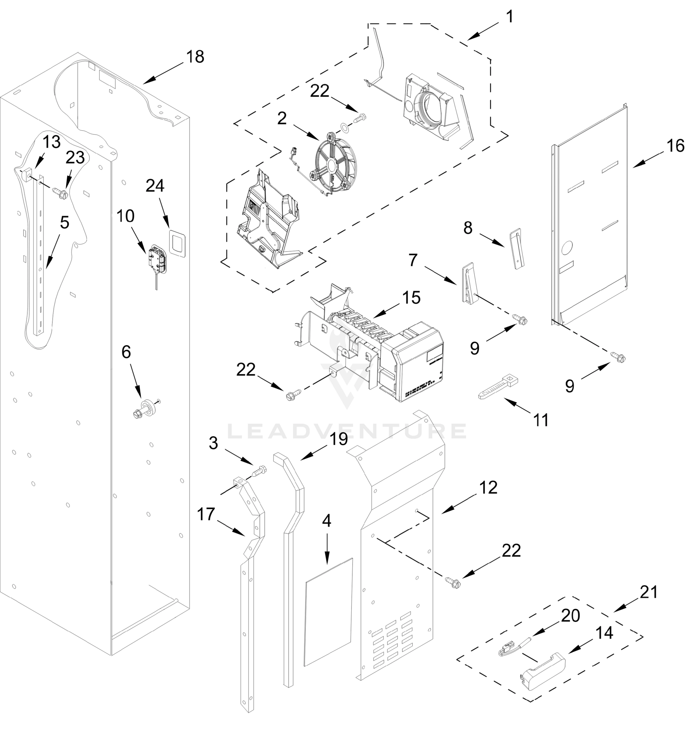 FREEZER LINER AND ICEMAKER PARTS
