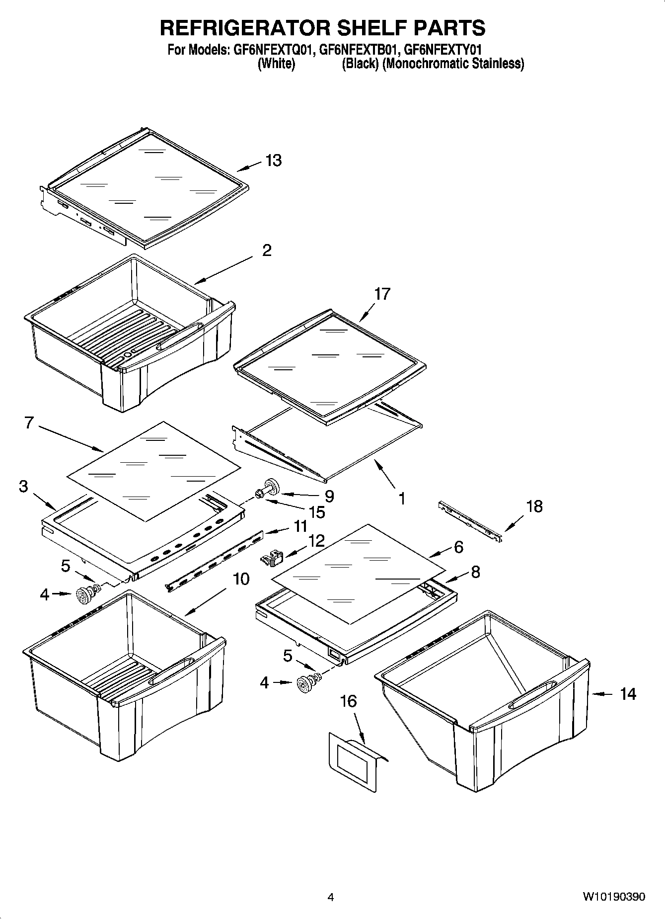 03 - REFRIGERATOR SHELF PARTS