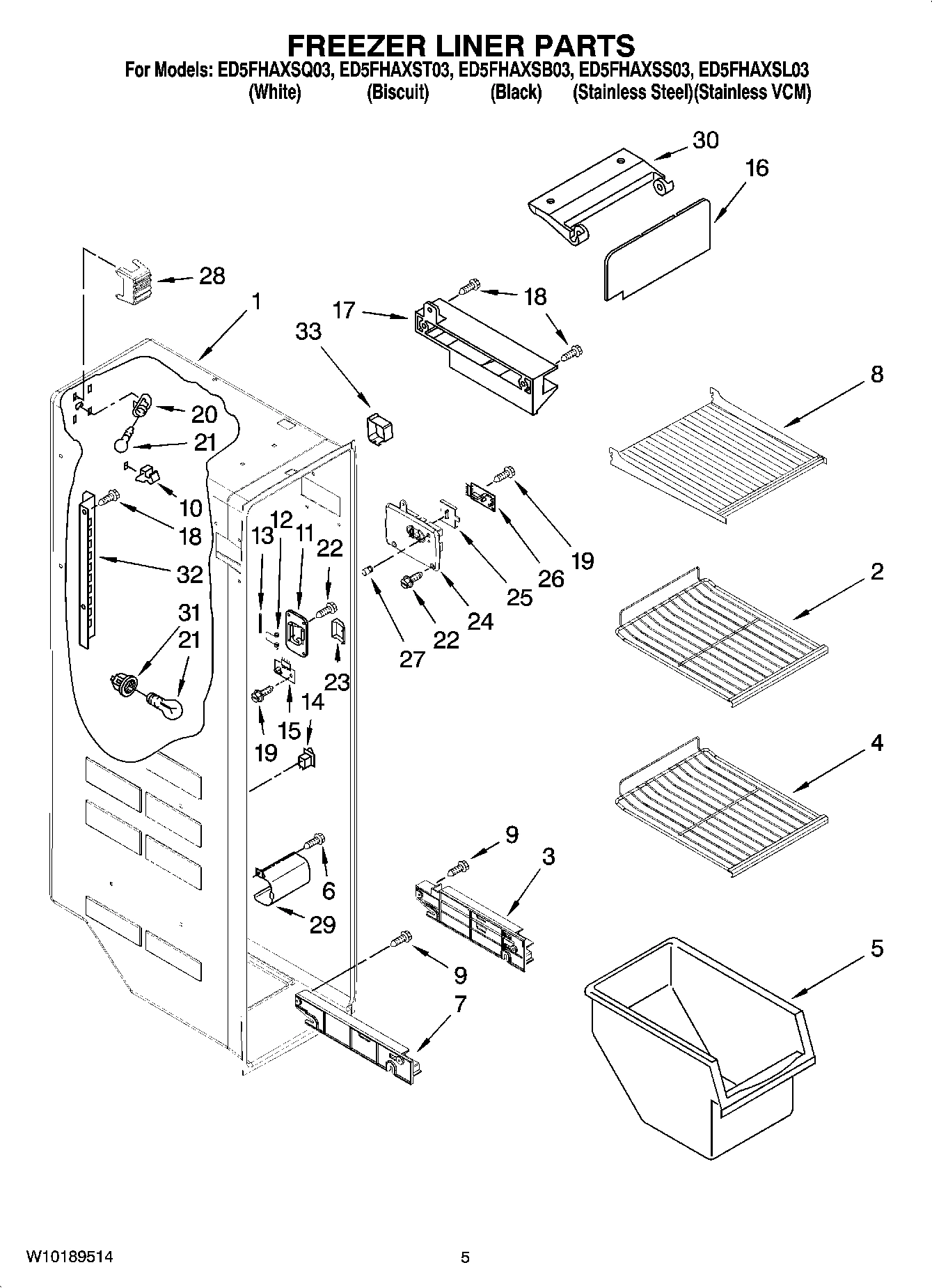 04 - FREEZER LINER PARTS