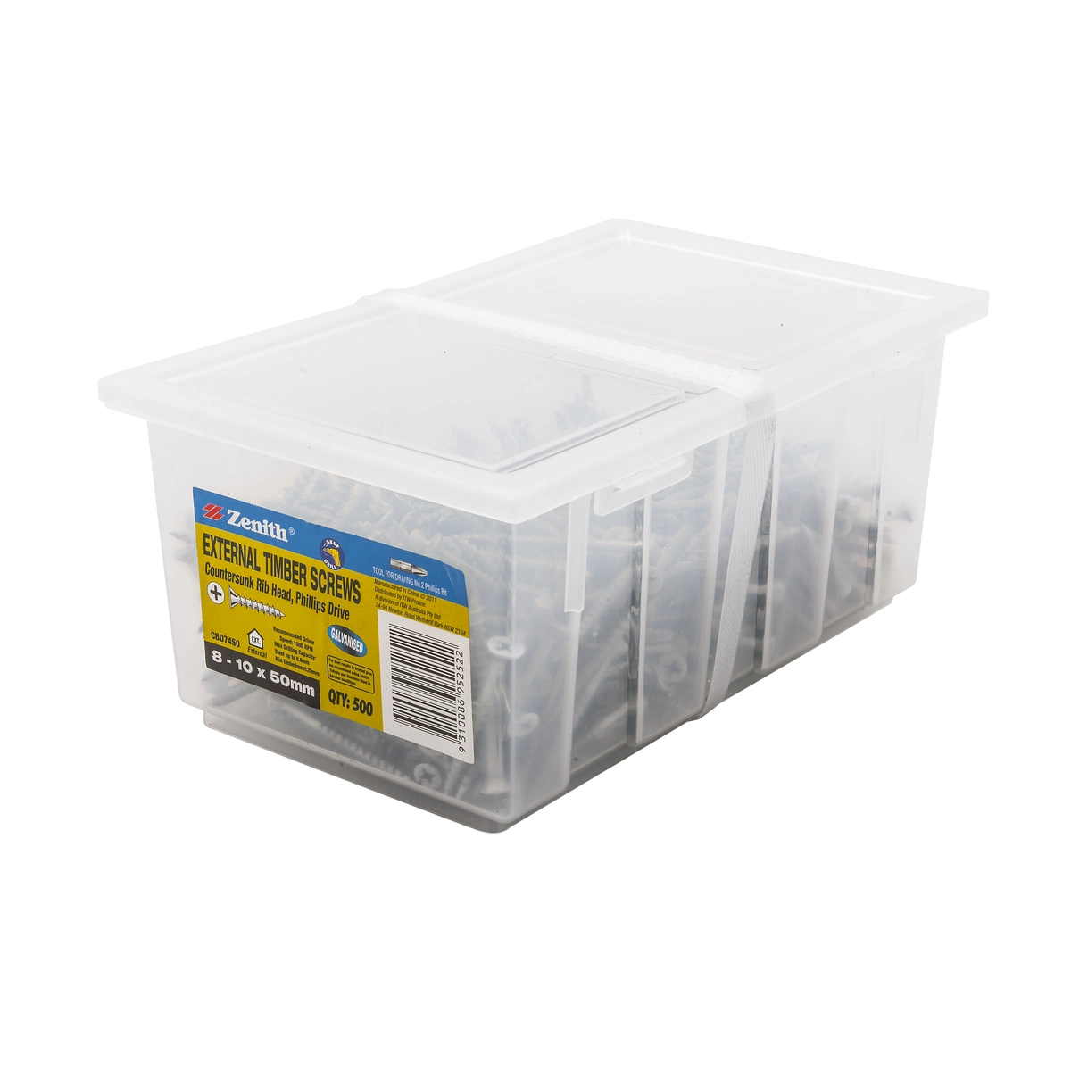 ZENITH® 8G x 50mm Galvanised, Phillips Drive, Timber Screws – External Use – 500 Pack