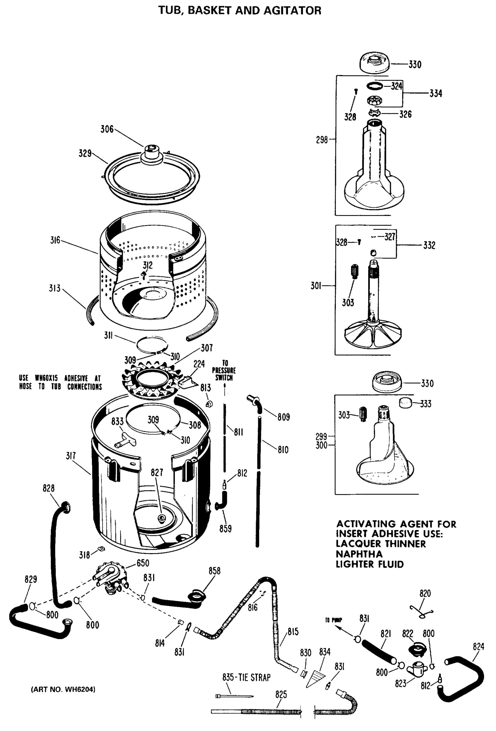 TUB, BASKET AND AGITATOR