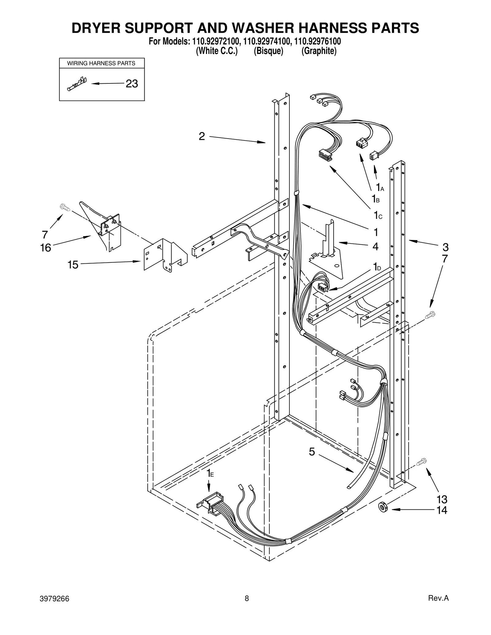 DRYER SUPPORT AND WASHER HARNESS PARTS