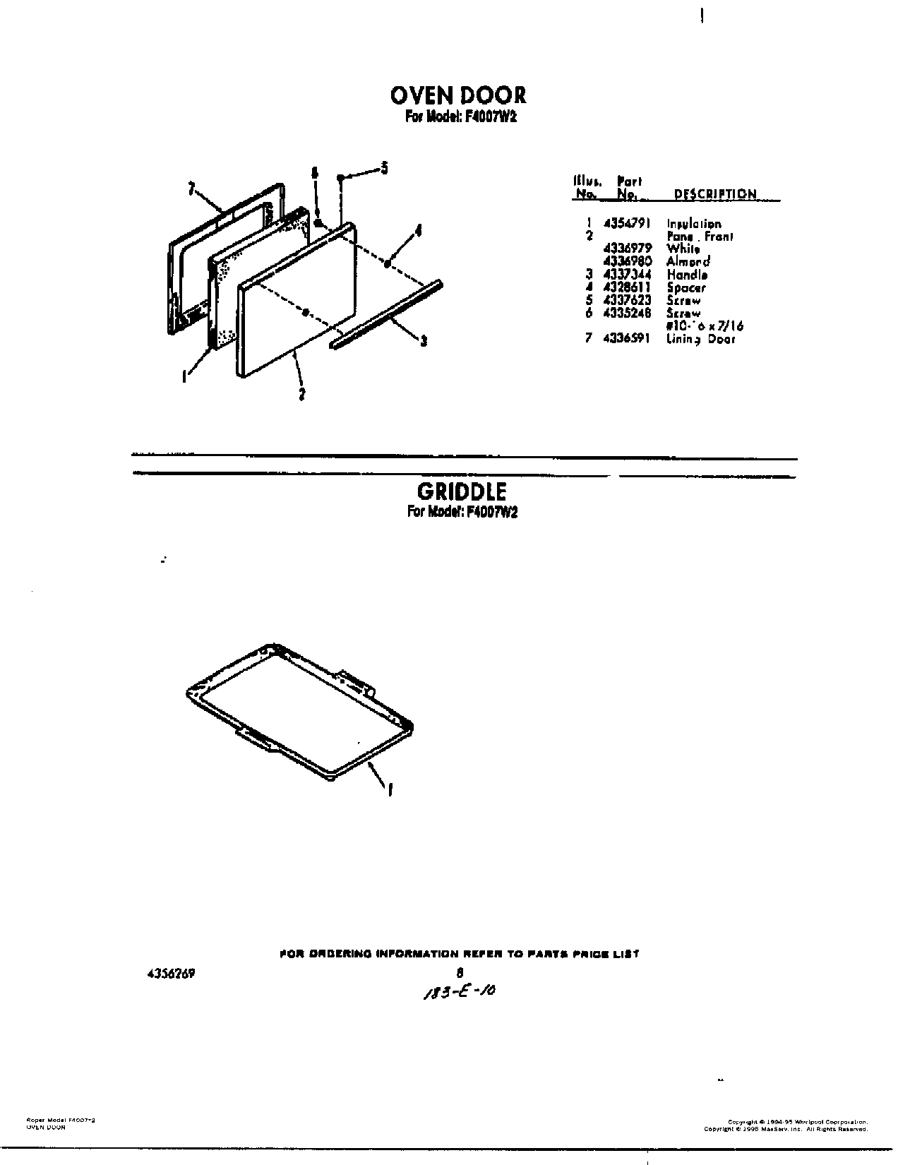06 - OVEN DOOR, GRIDDLE