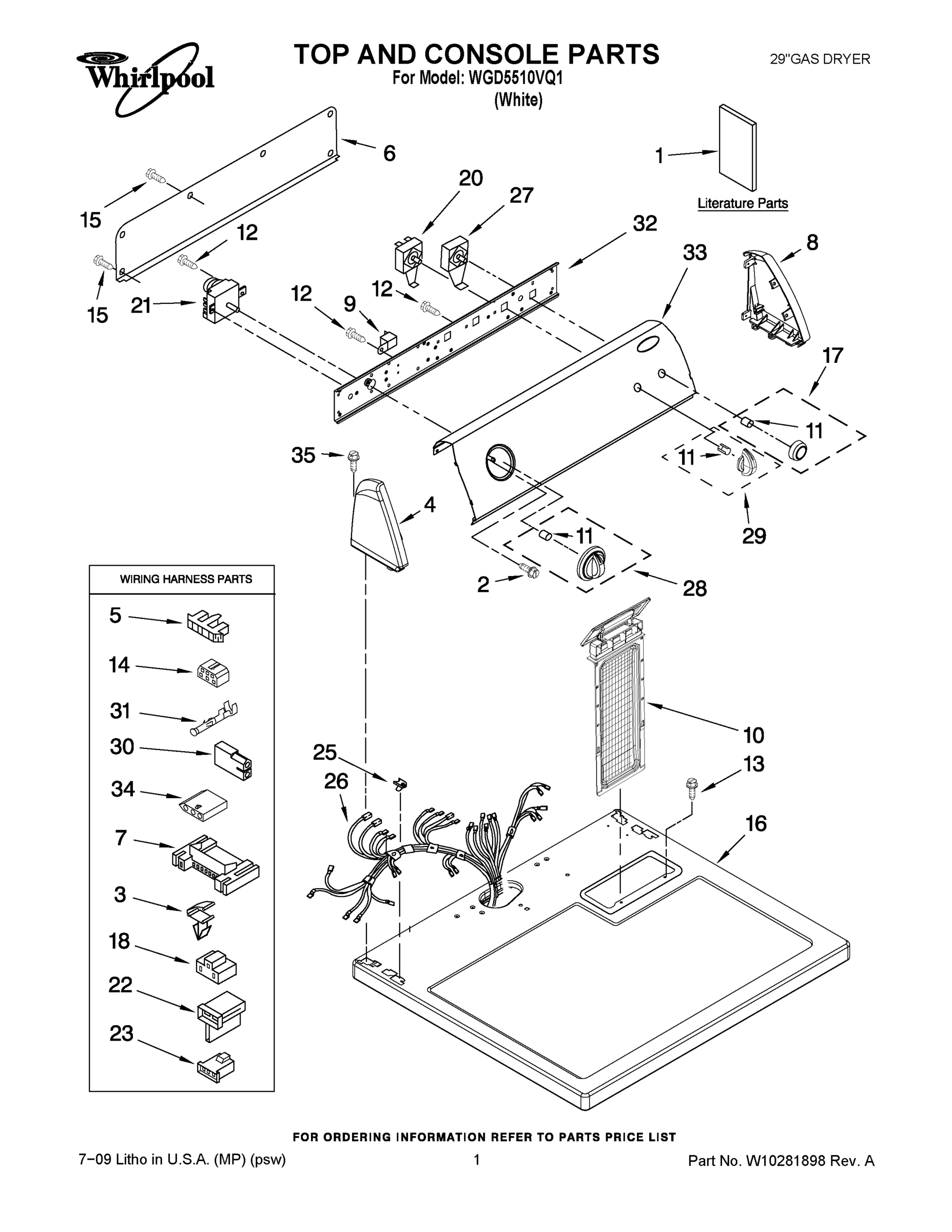 01 - TOP AND CONSOLE PARTS