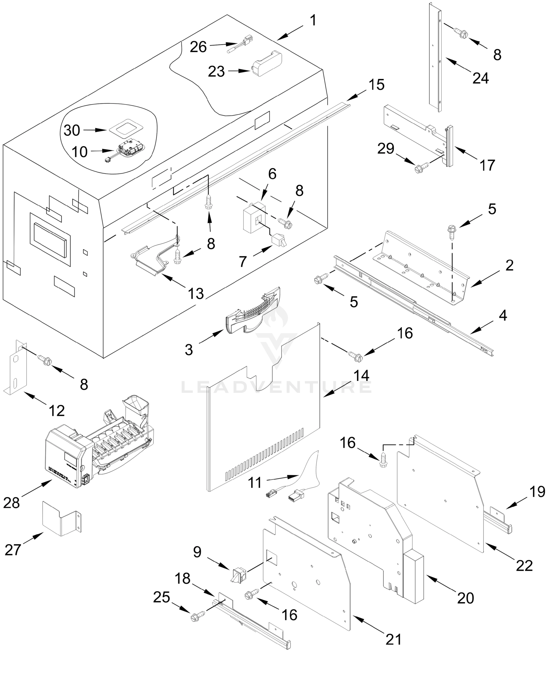 FREEZER LINER AND ICEMAKER PARTS